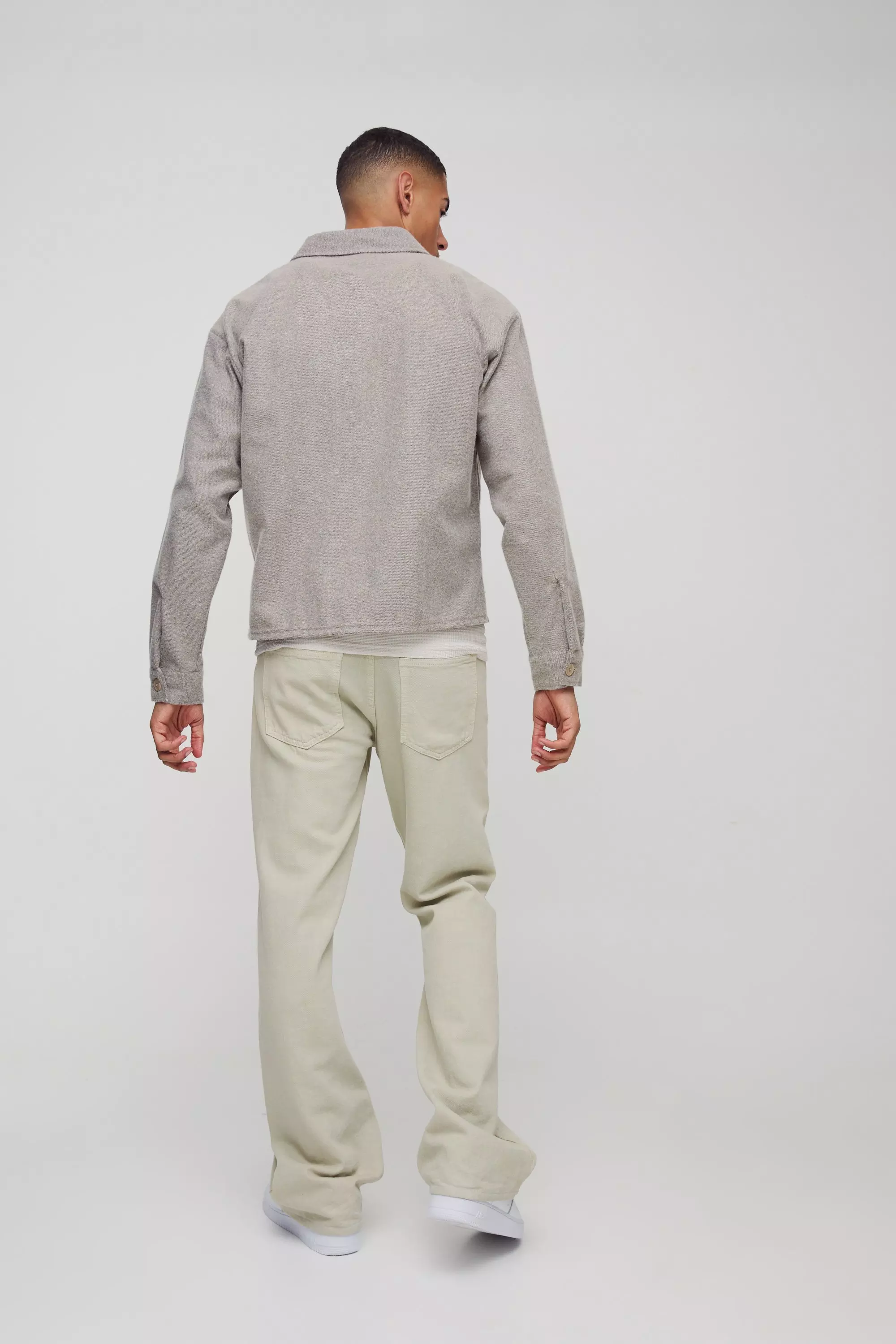 Taupe Oversized Brushed Twill Overshirt alternative image