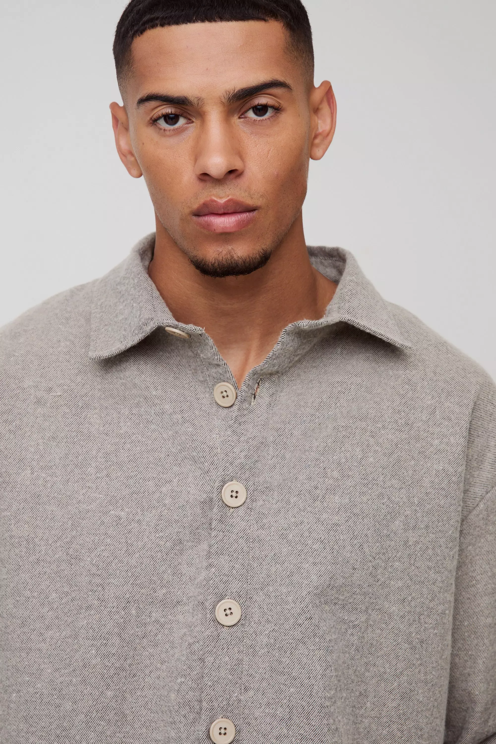 Taupe Oversized Brushed Twill Overshirt alternative image