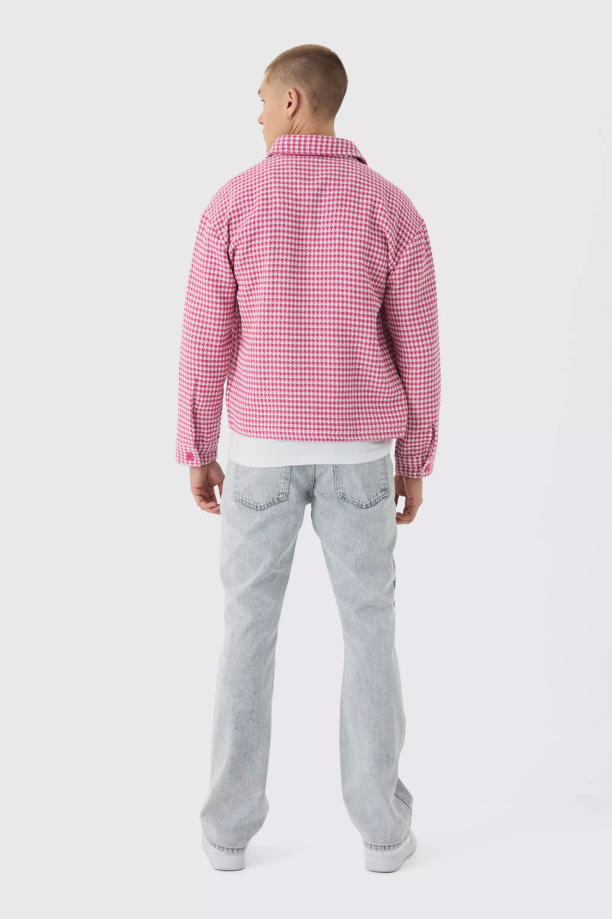 Pink Geruit Bouclé Regular Fit Overhemd alternatieve afbeelding