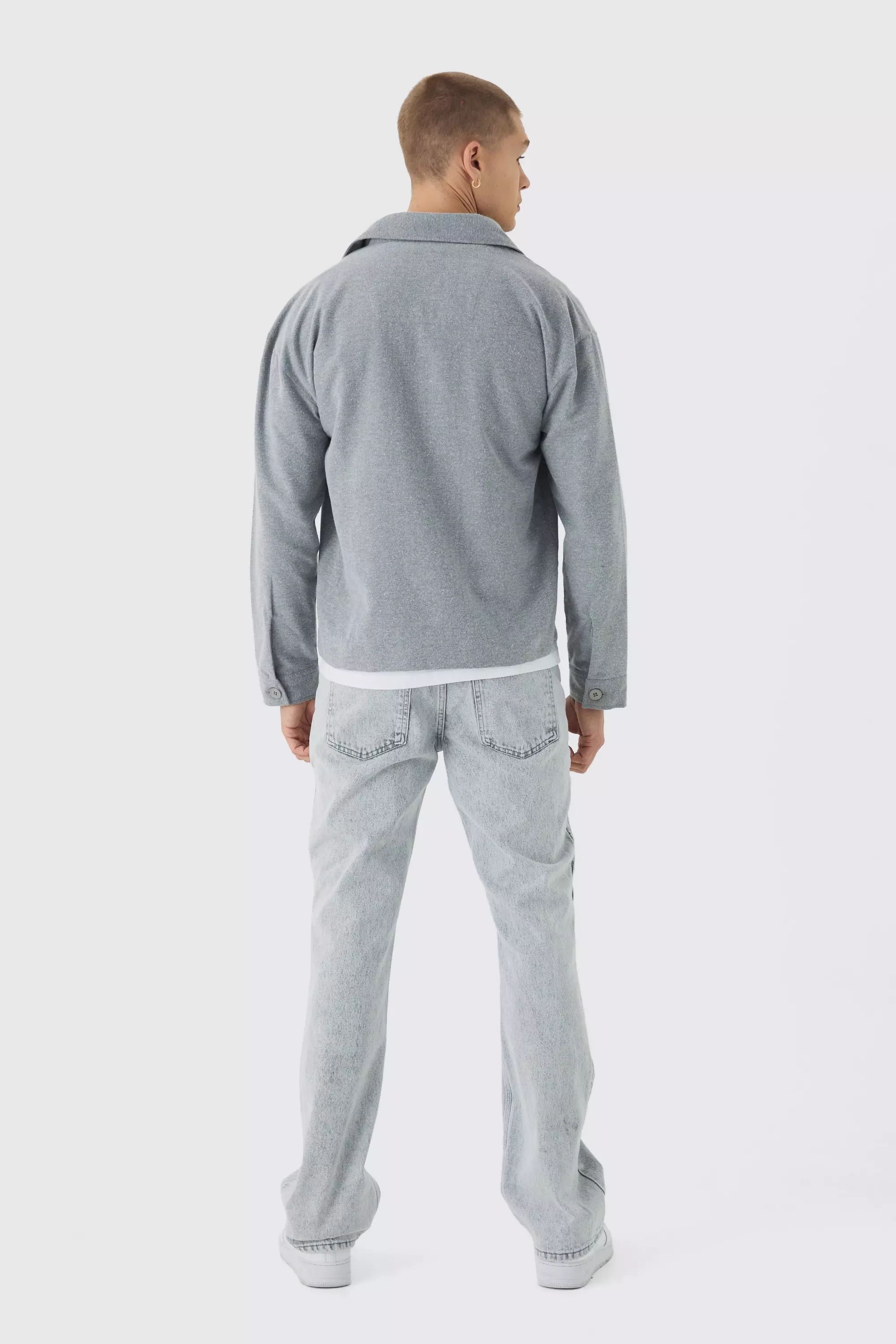 Sovracamicia Regular Fit In Twill Spazzolato, Dark grey immagine alternativa