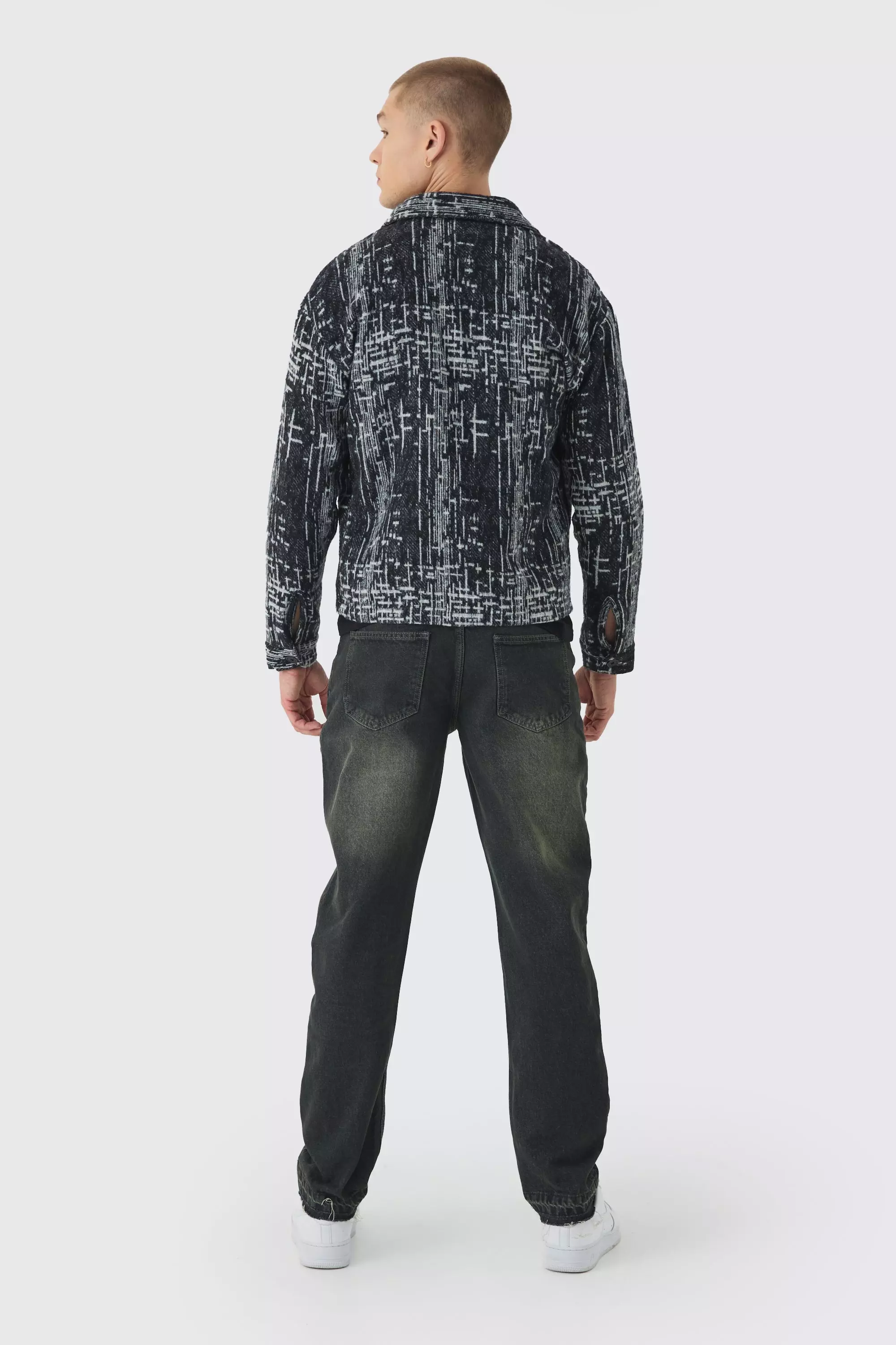 Black Regular Fit Brushed Abstract Overshirt alternative image