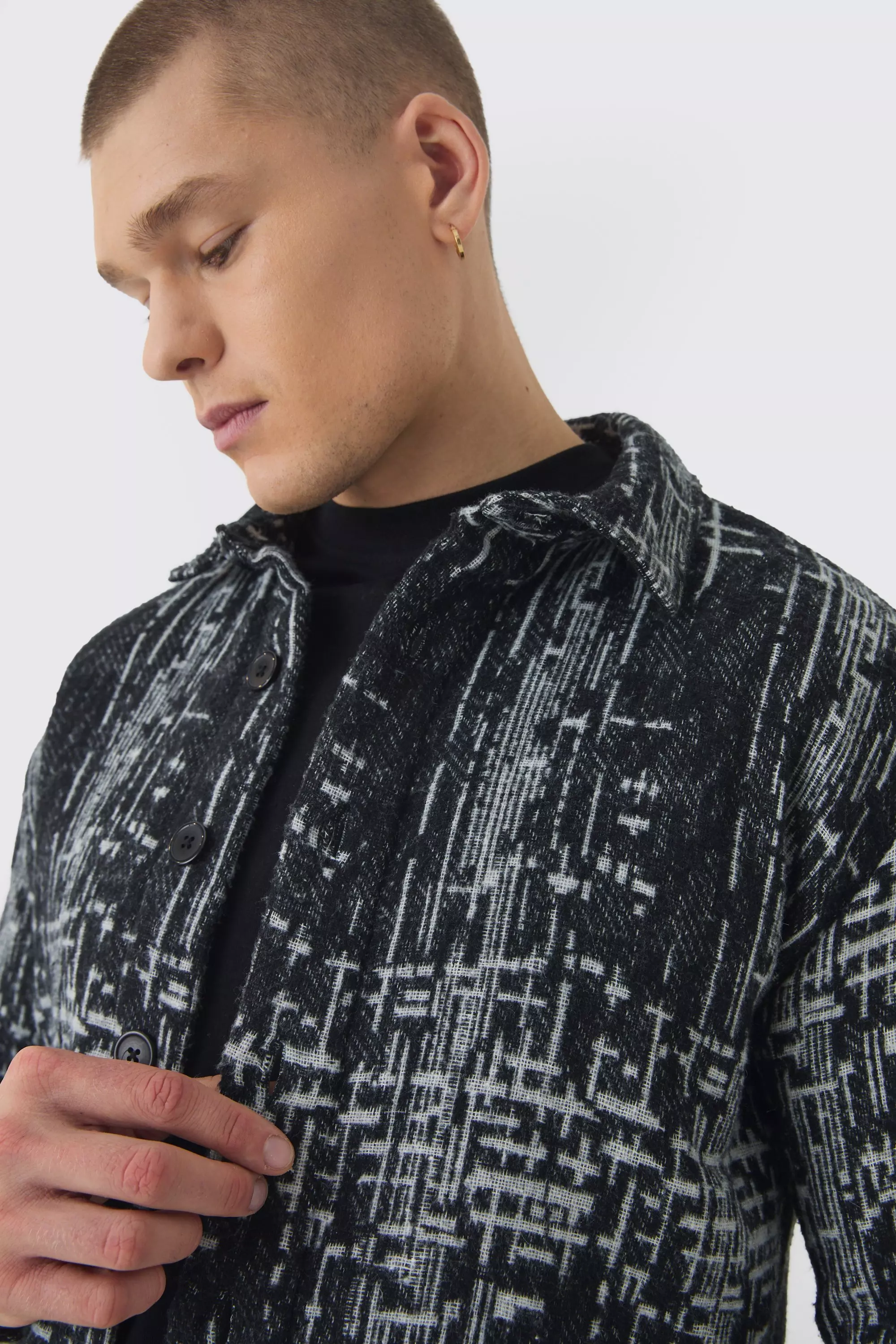 Black Regular Fit Brushed Abstract Overshirt alternative image