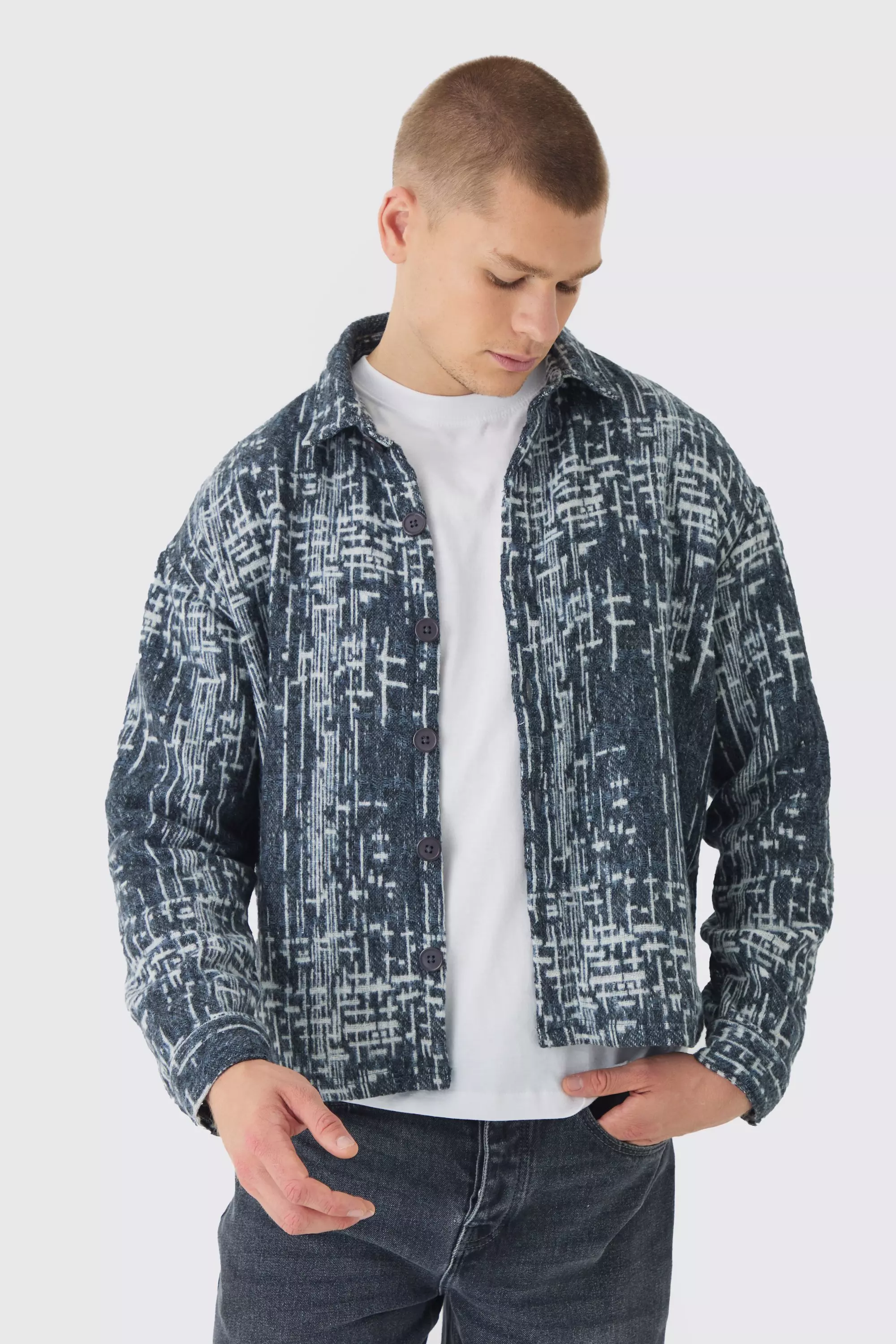 Black Oversized Brushed Abstract Overshirt alternative image