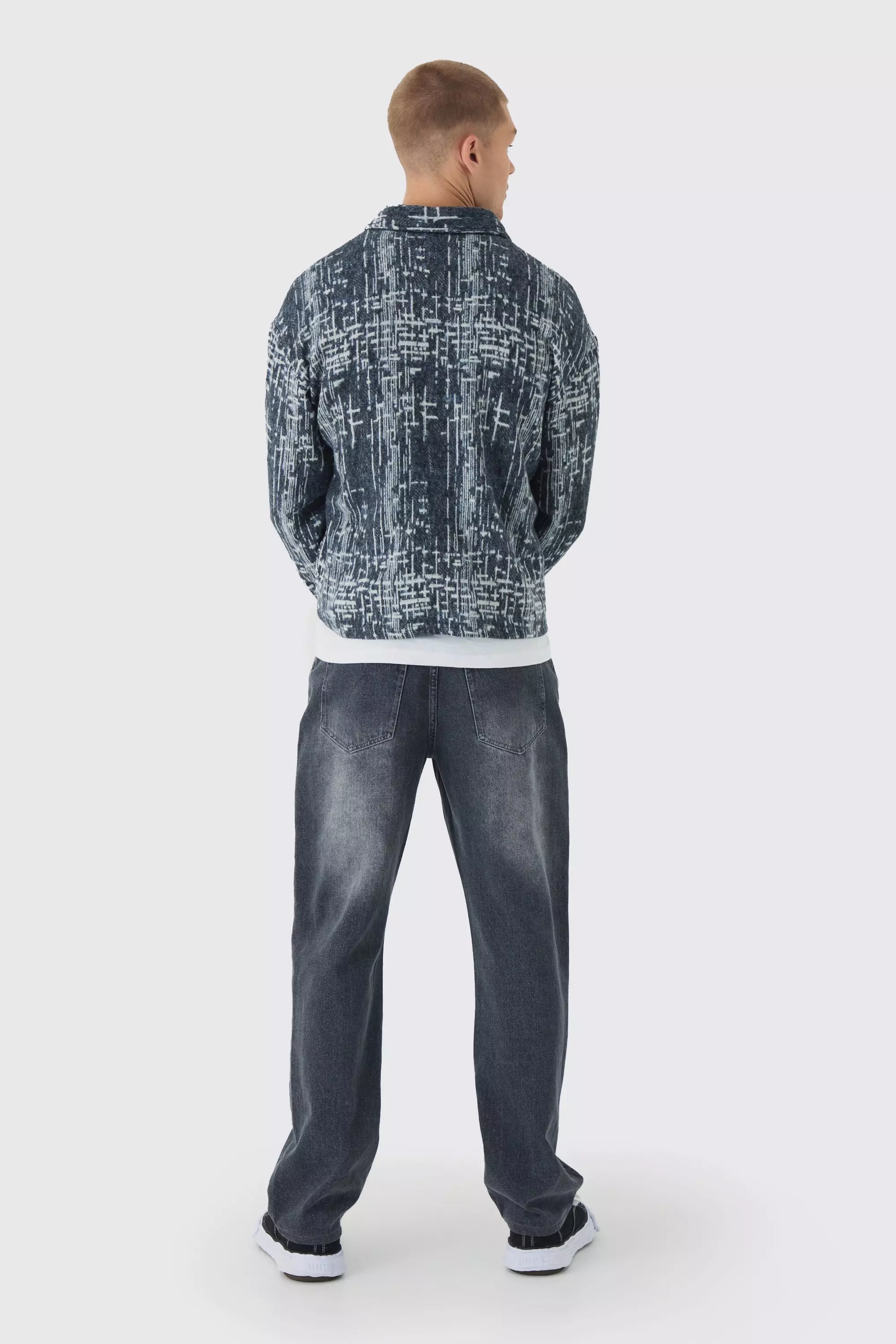 Black Oversized Brushed Abstract Overshirt alternative image