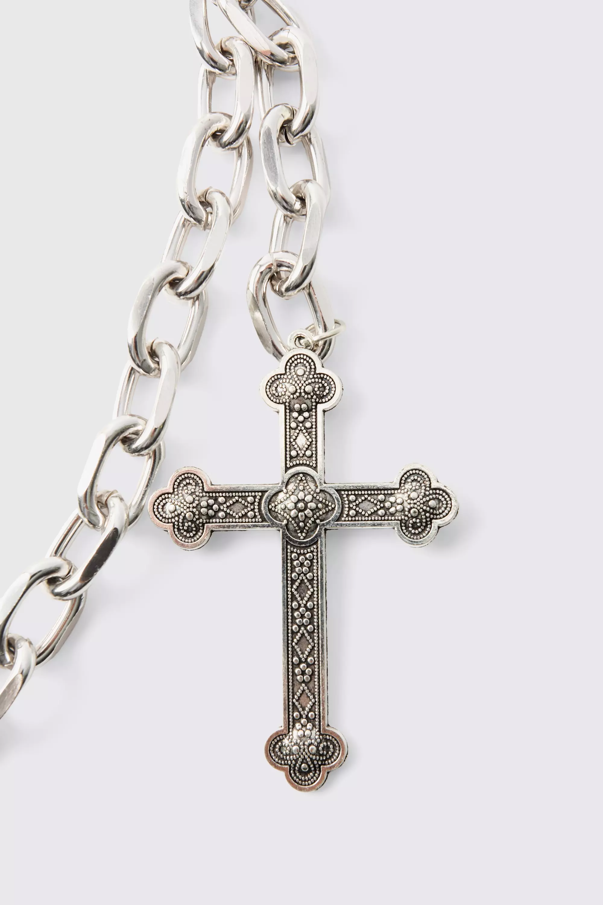 Cross Skull Jean Chain In Silver | boohooMAN USA