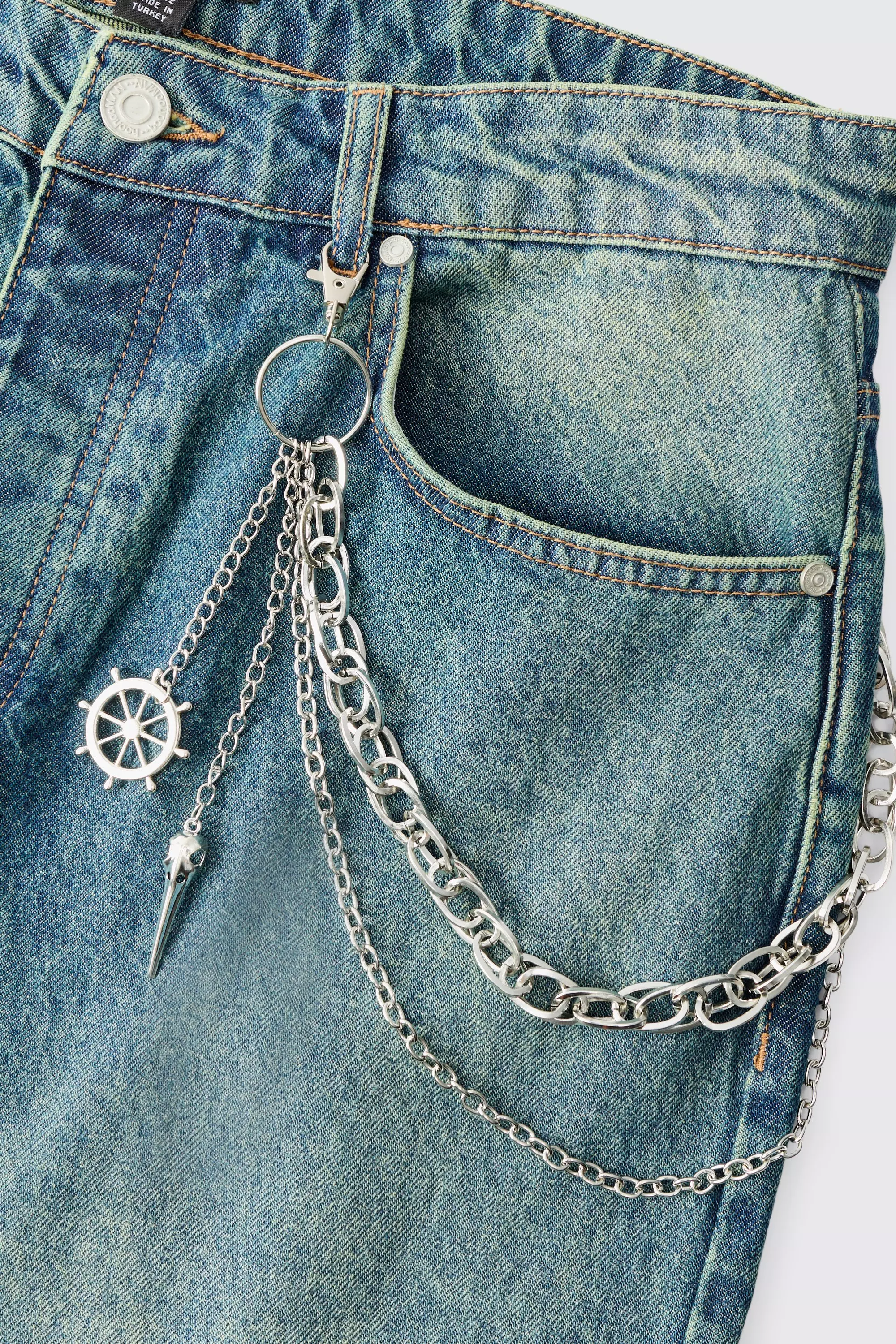 Compass Layered Jean Chain In Silver Silver