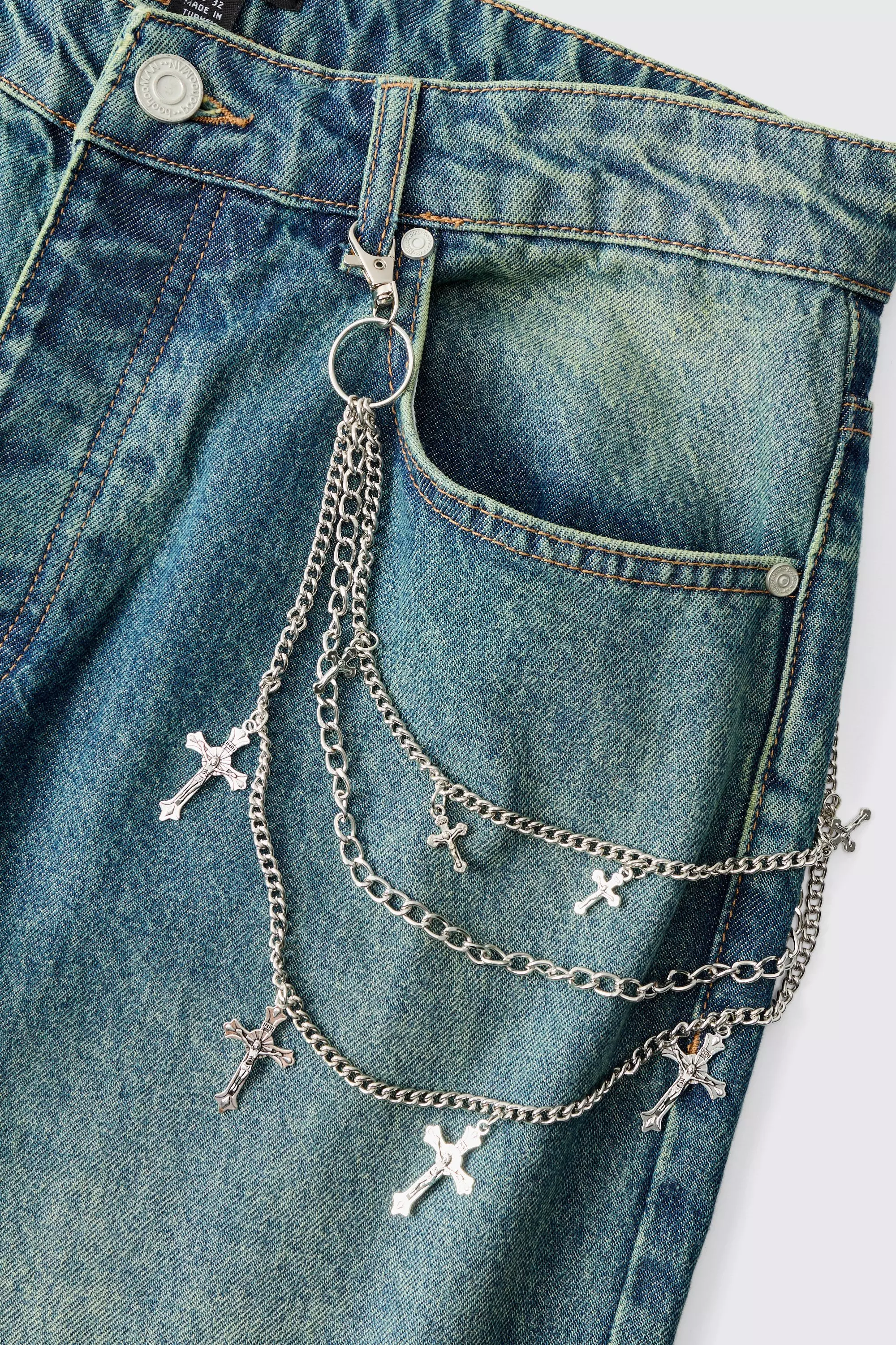 Layered Cross Jean Chain In Silver Silver