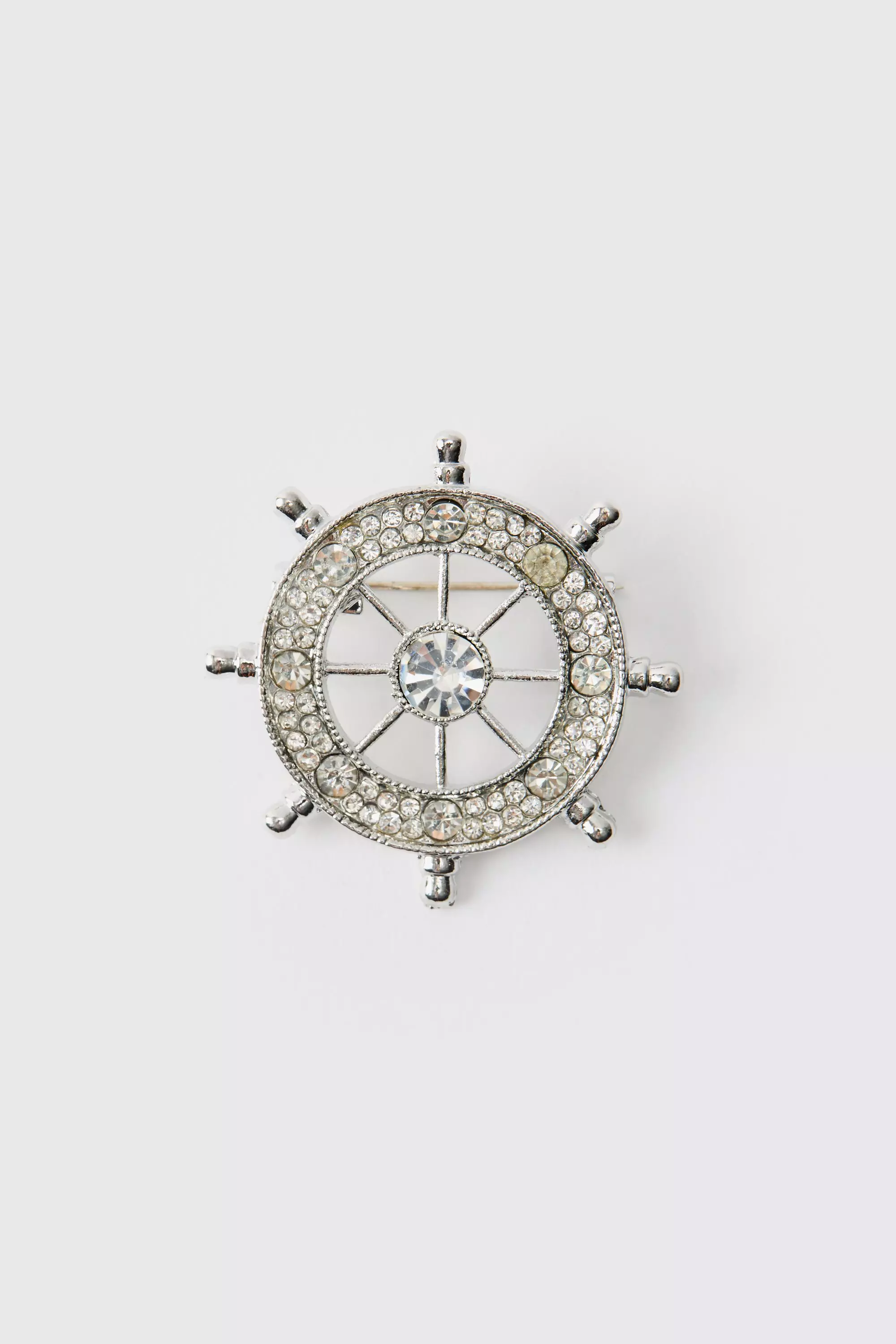 Silver Compass Brooch Silver