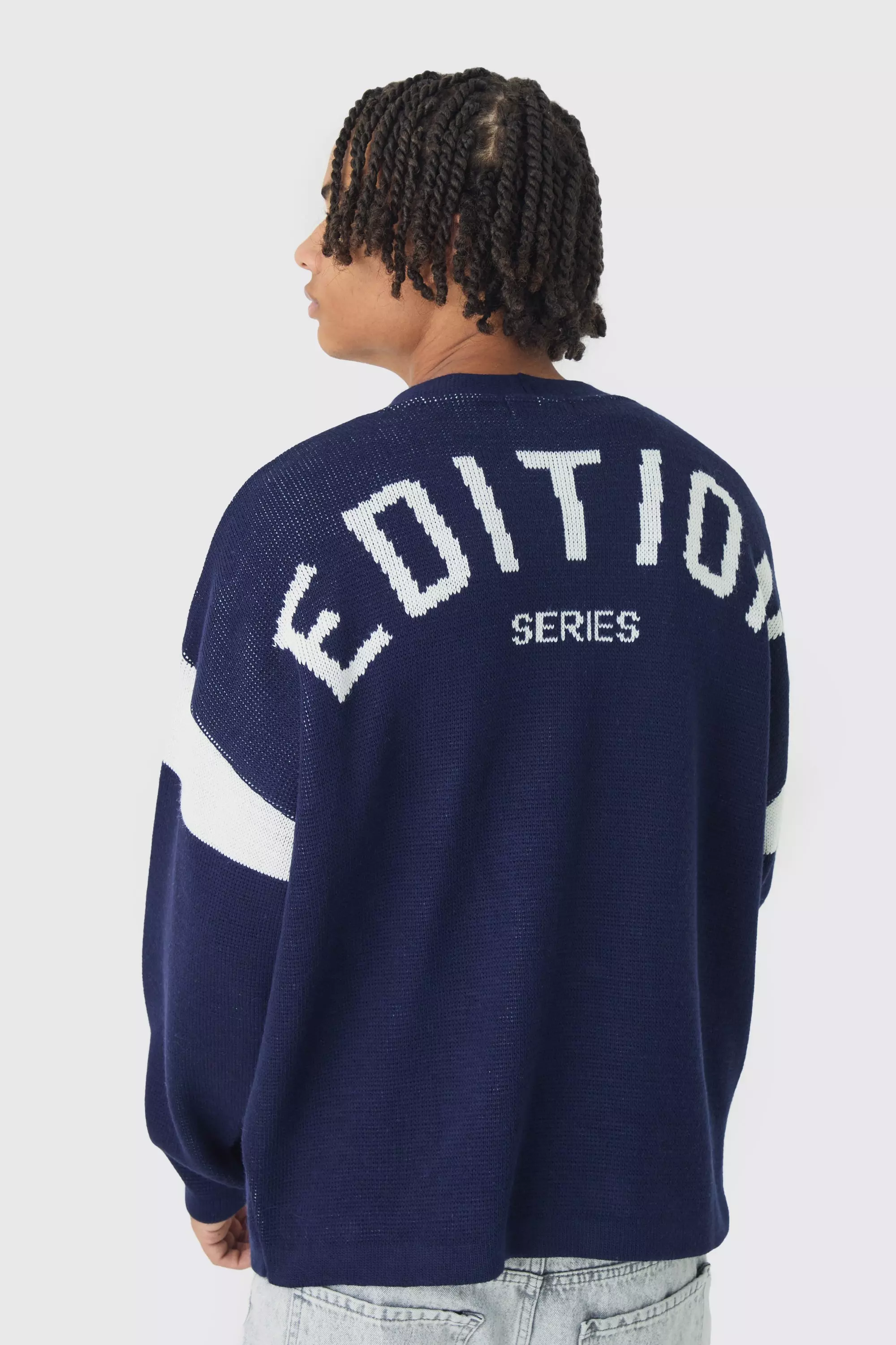 Relaxed Ribbed Knitted Edition Series Cardigan Navy