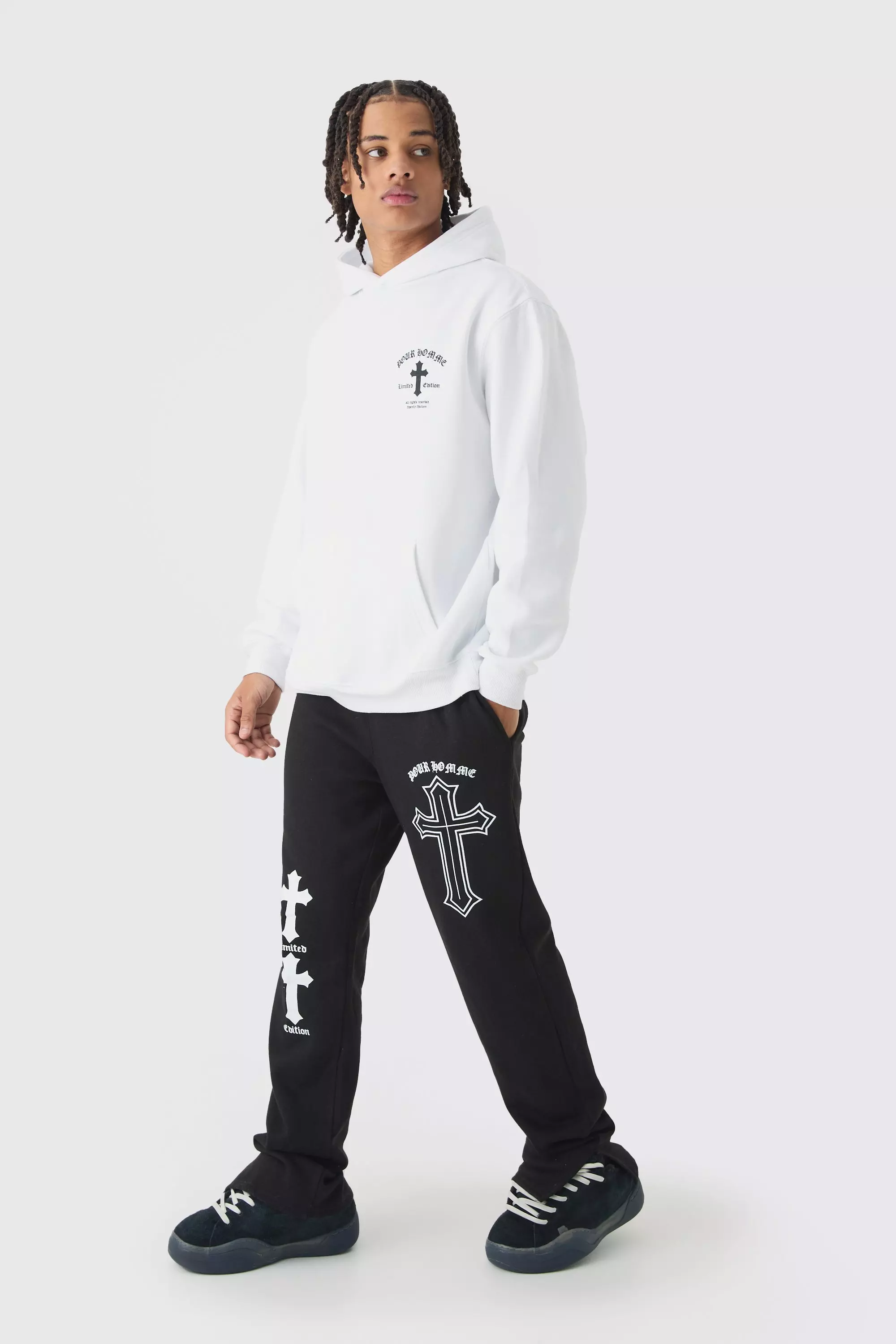 White Oversized Cross Print Tracksuit