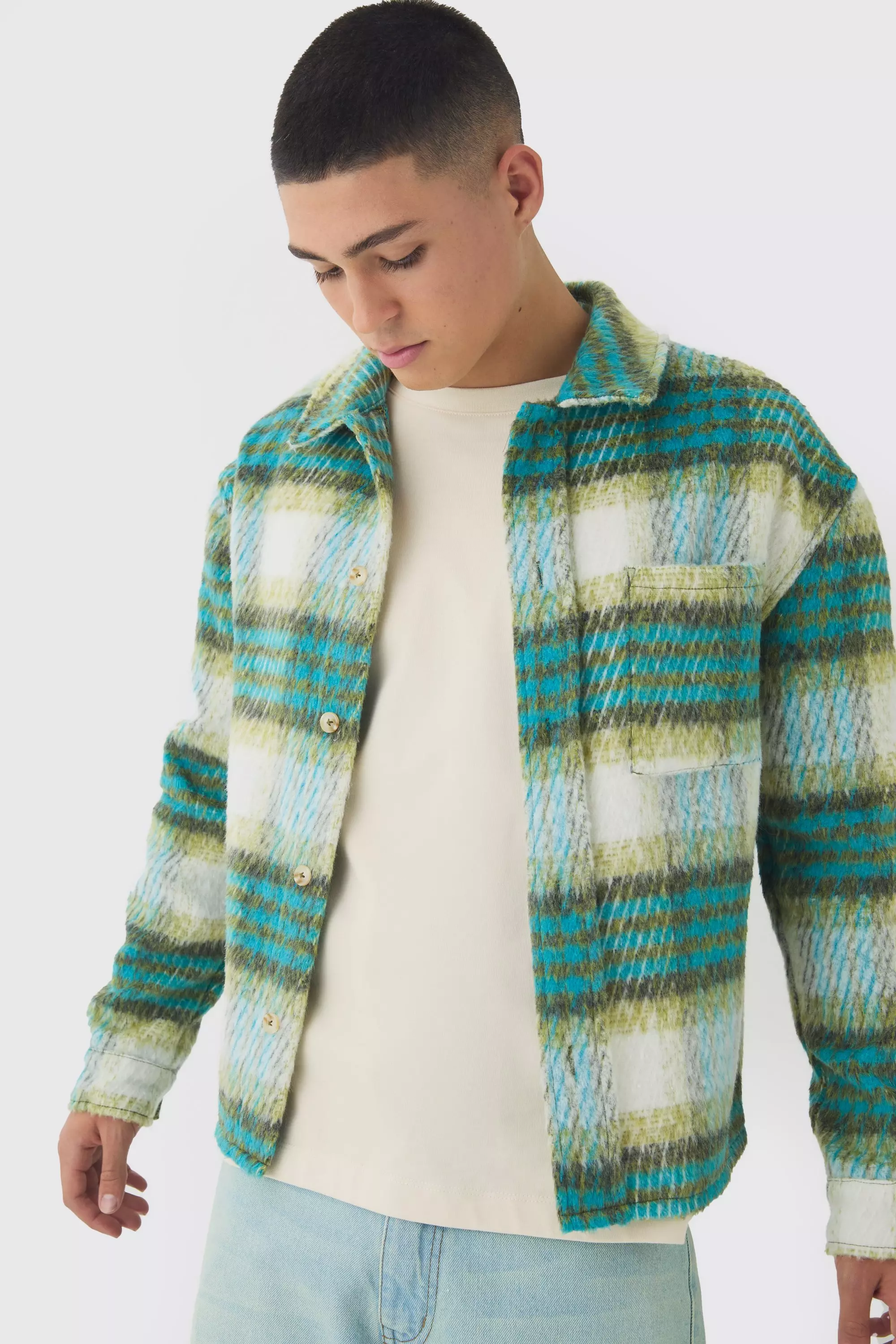 Green Brushed Check Overshirt alternative image