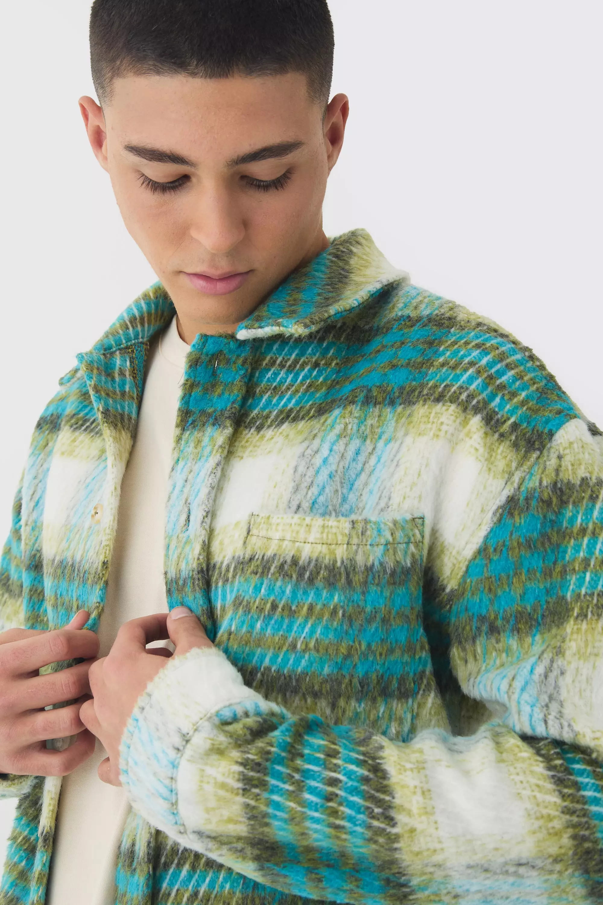 Green Brushed Check Overshirt alternative image