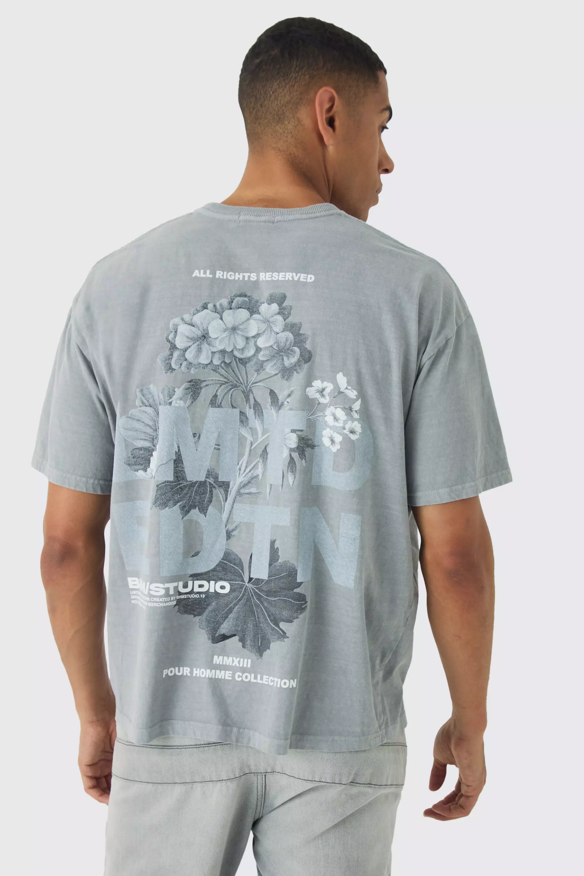 Slim-Fit T-Shirt mit floralem Print, Grey alternatives Bild
