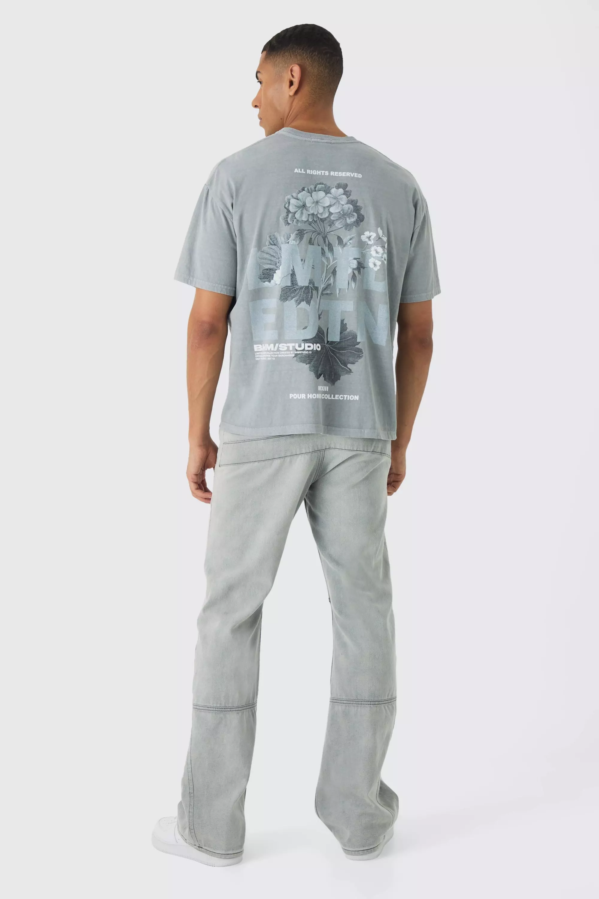 Slim-Fit T-Shirt mit floralem Print, Grey alternatives Bild