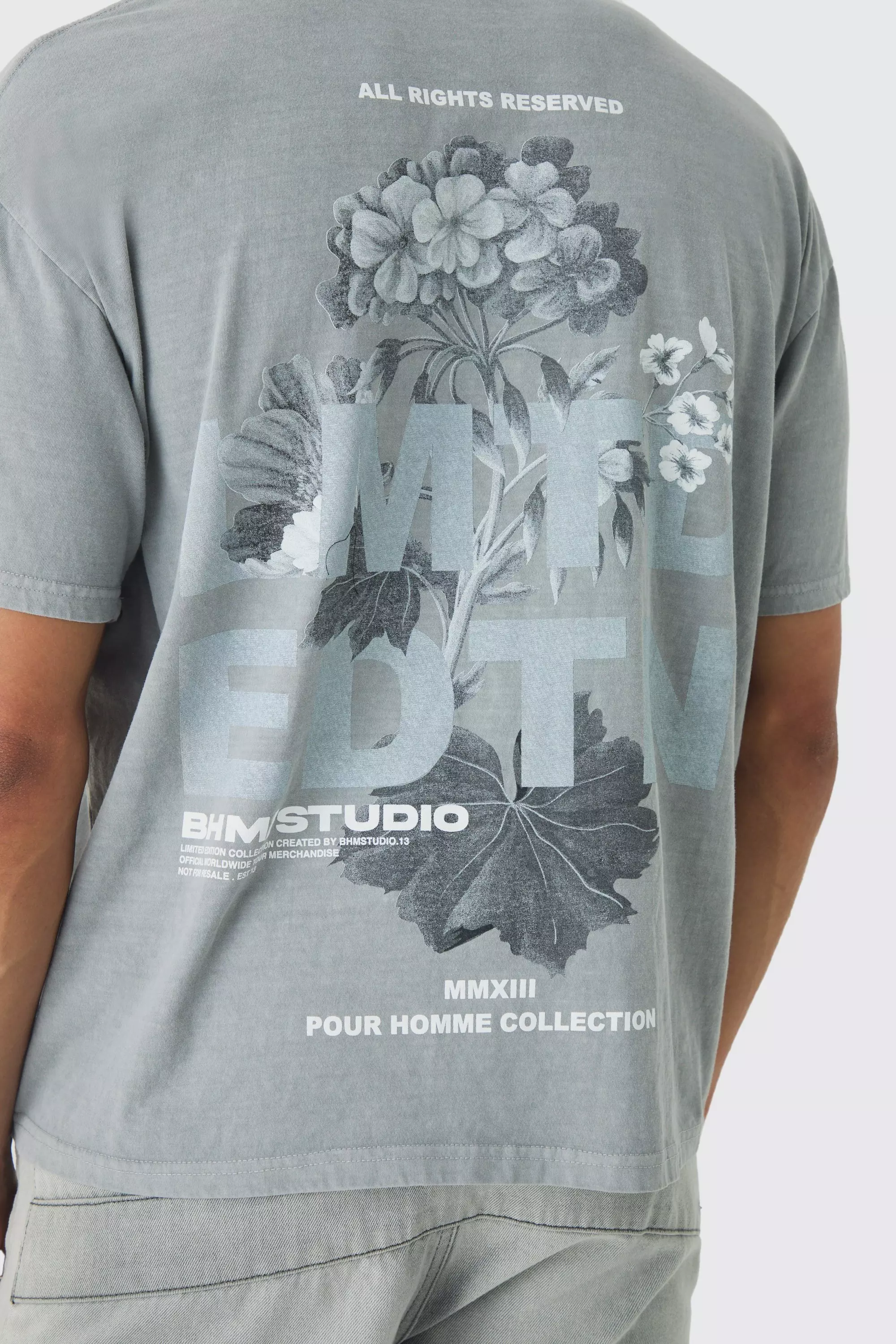 Slim-Fit T-Shirt mit floralem Print, Grey alternatives Bild