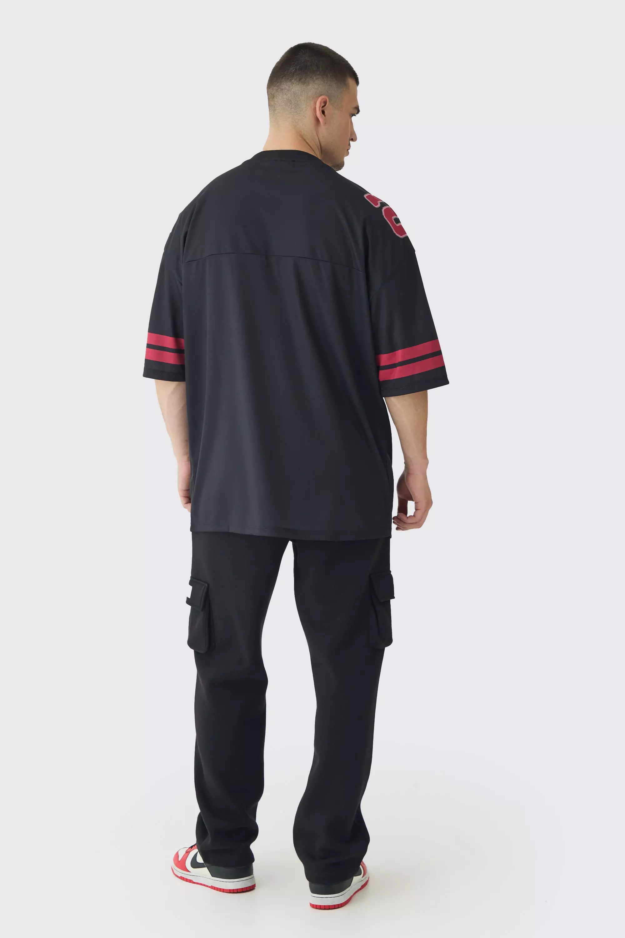Black Tall Oversized Varsity Mesh Football Top alternative image