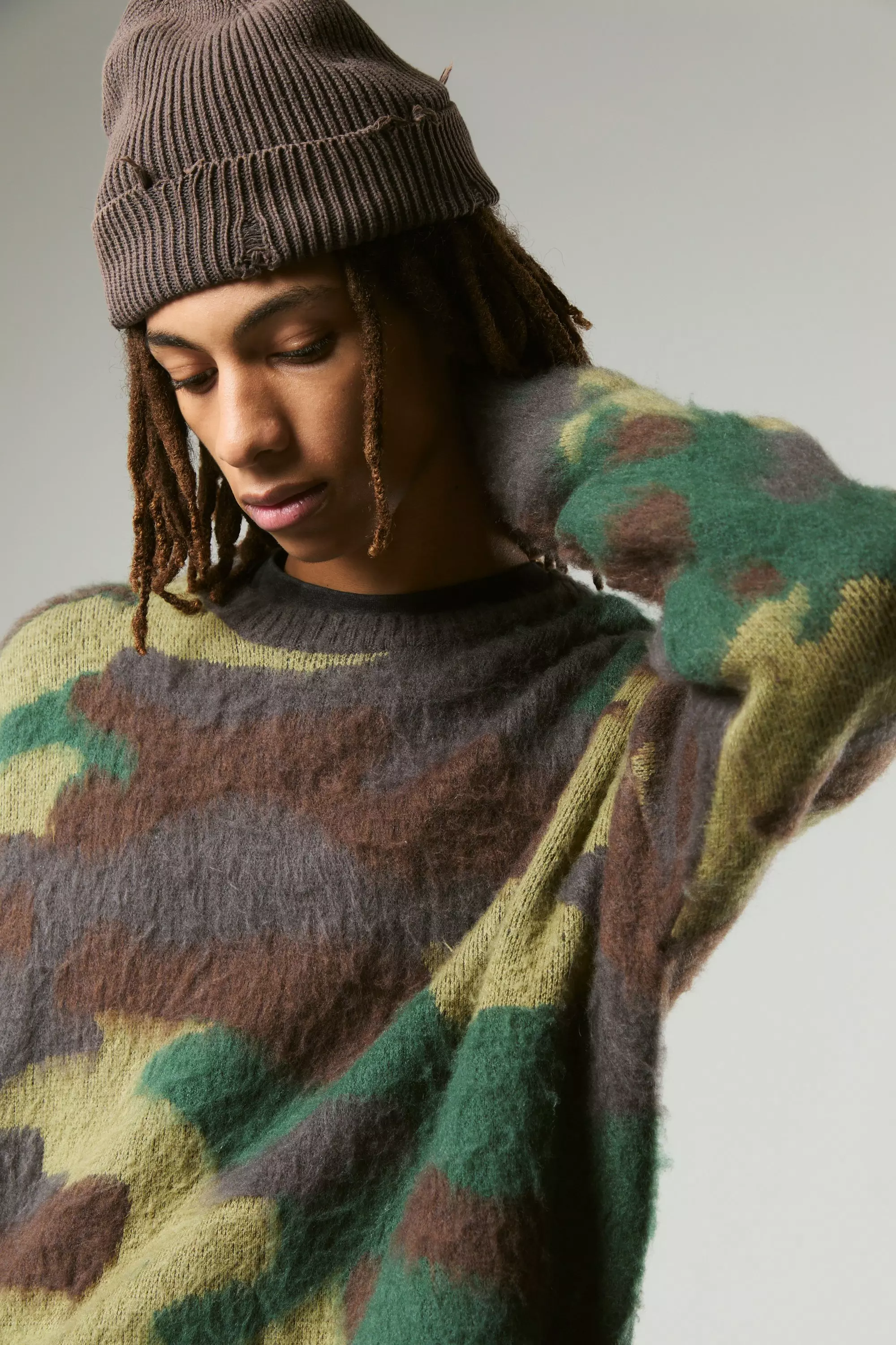 Oversized camo cardigan deals