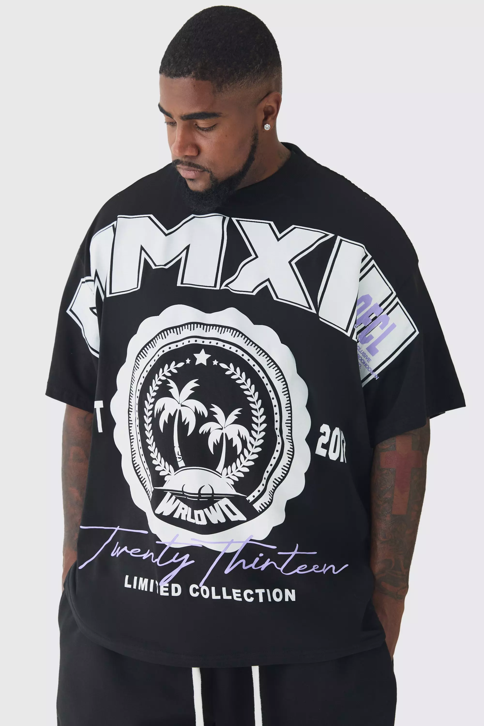 Plus Oversize T-Shirt mit MMixiii-Print, Black alternatives Bild