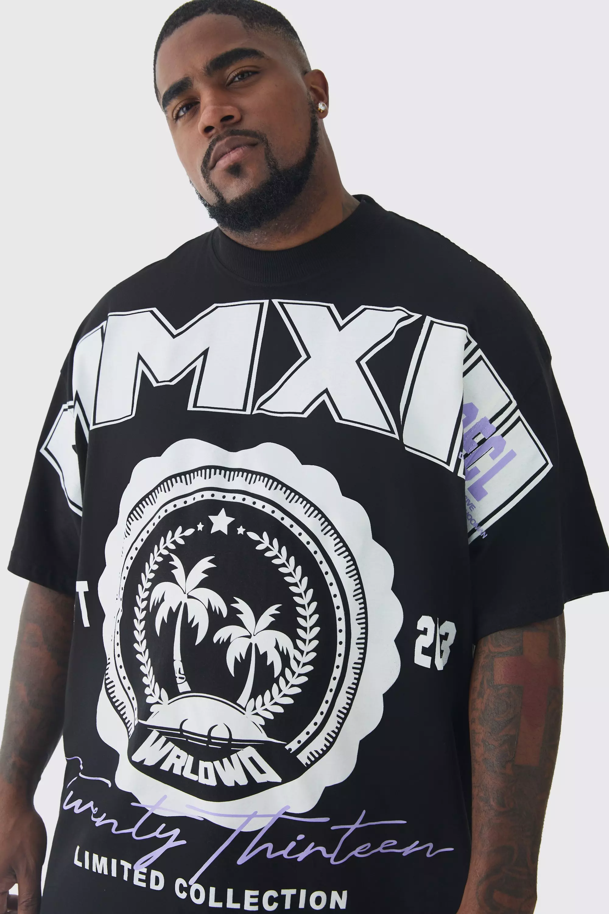 Plus Oversize T-Shirt mit MMixiii-Print, Black alternatives Bild