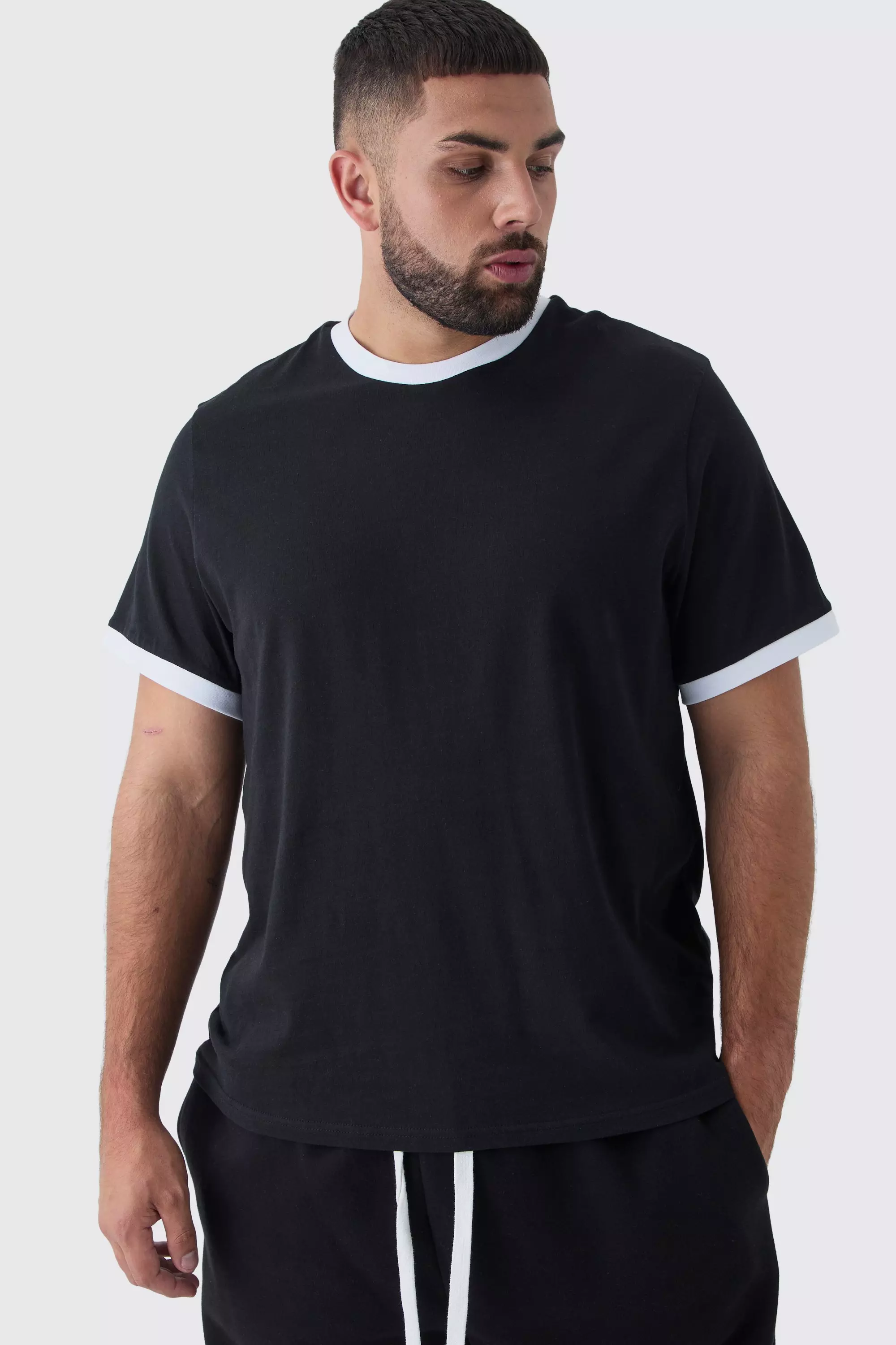 Black Plus Ringer Neck T-Shirt