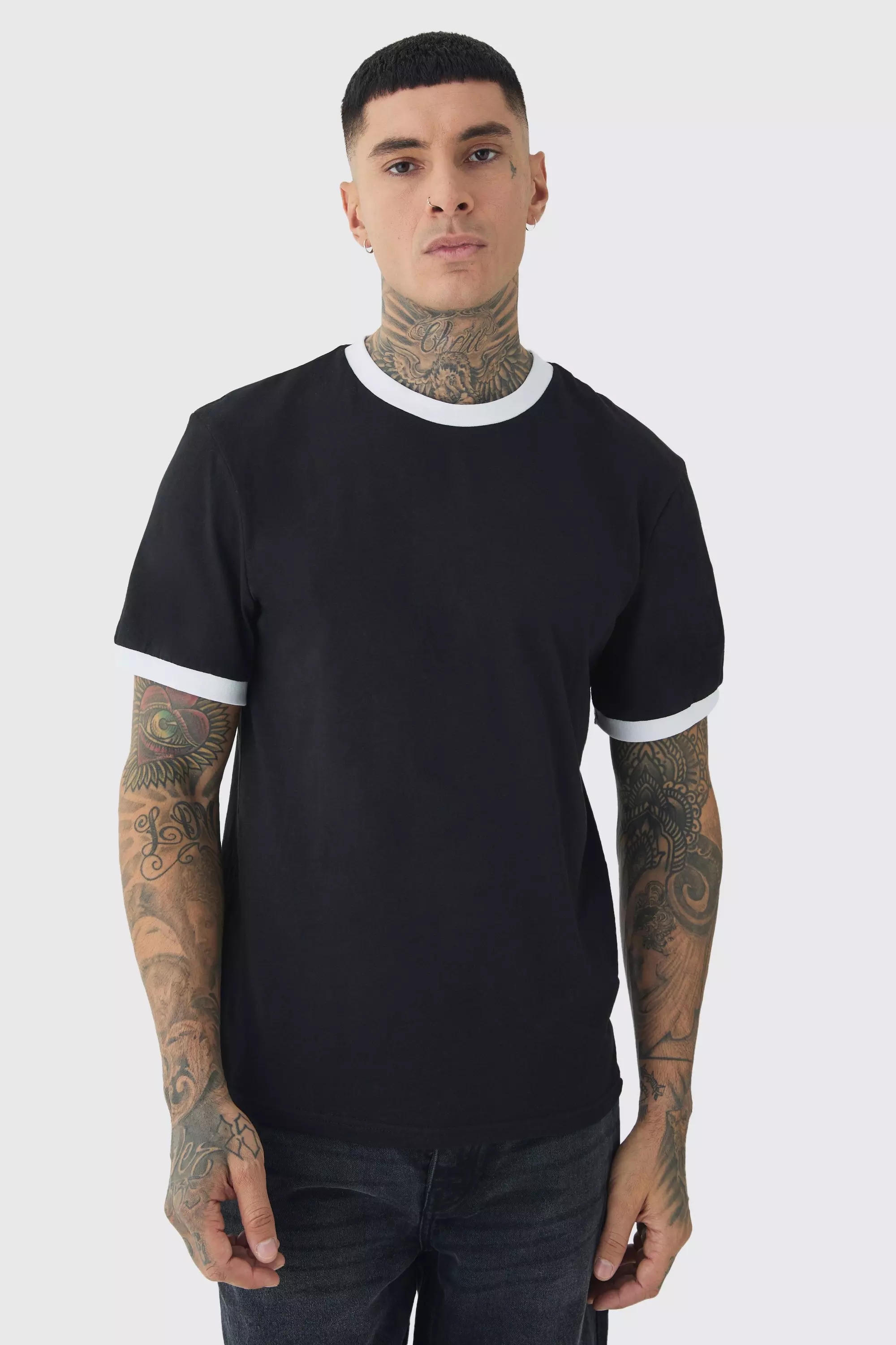 Black Tall Ringer Neck T-Shirt