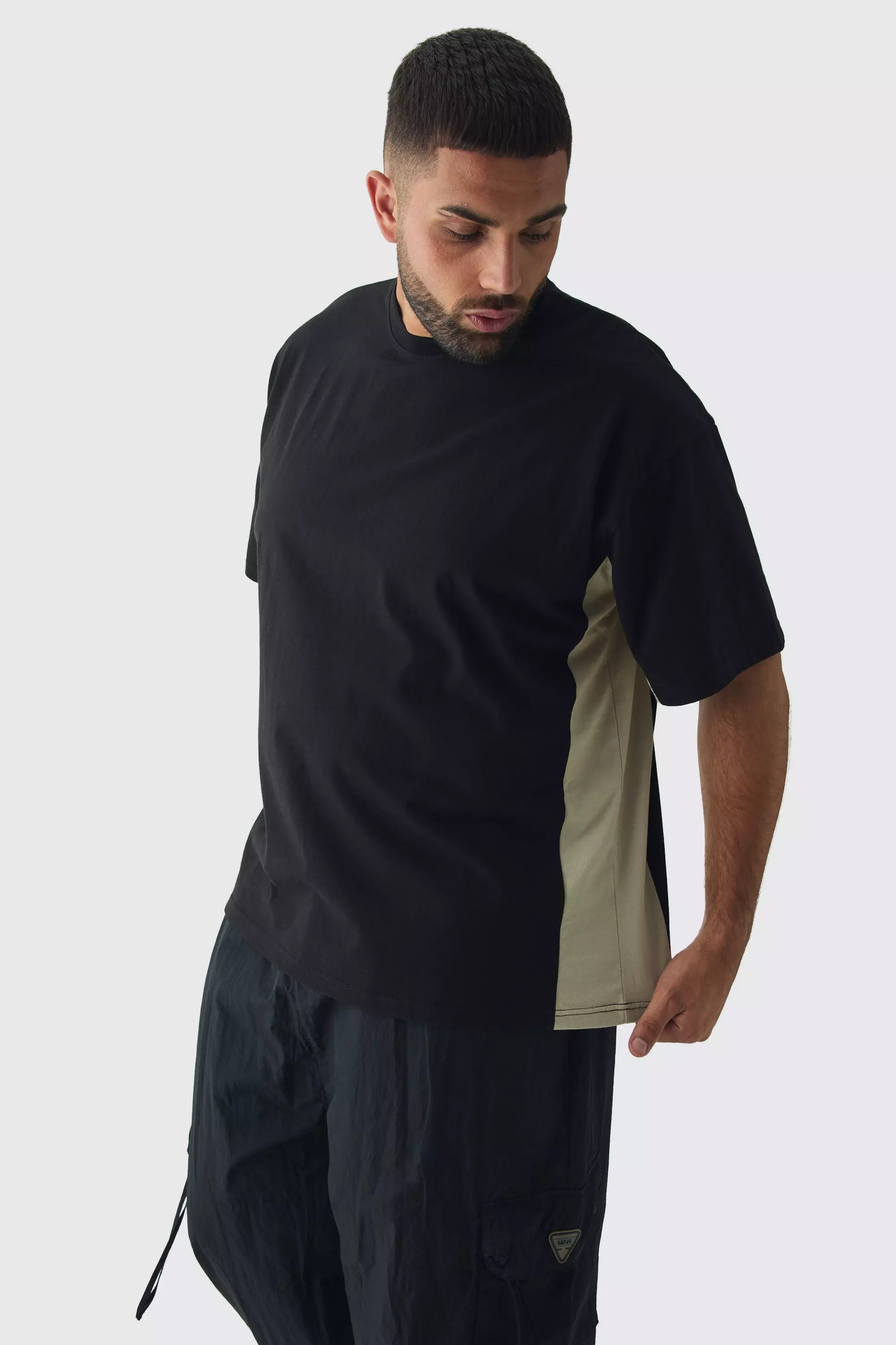 Black Plus Oversized Panel T-shirt in Black