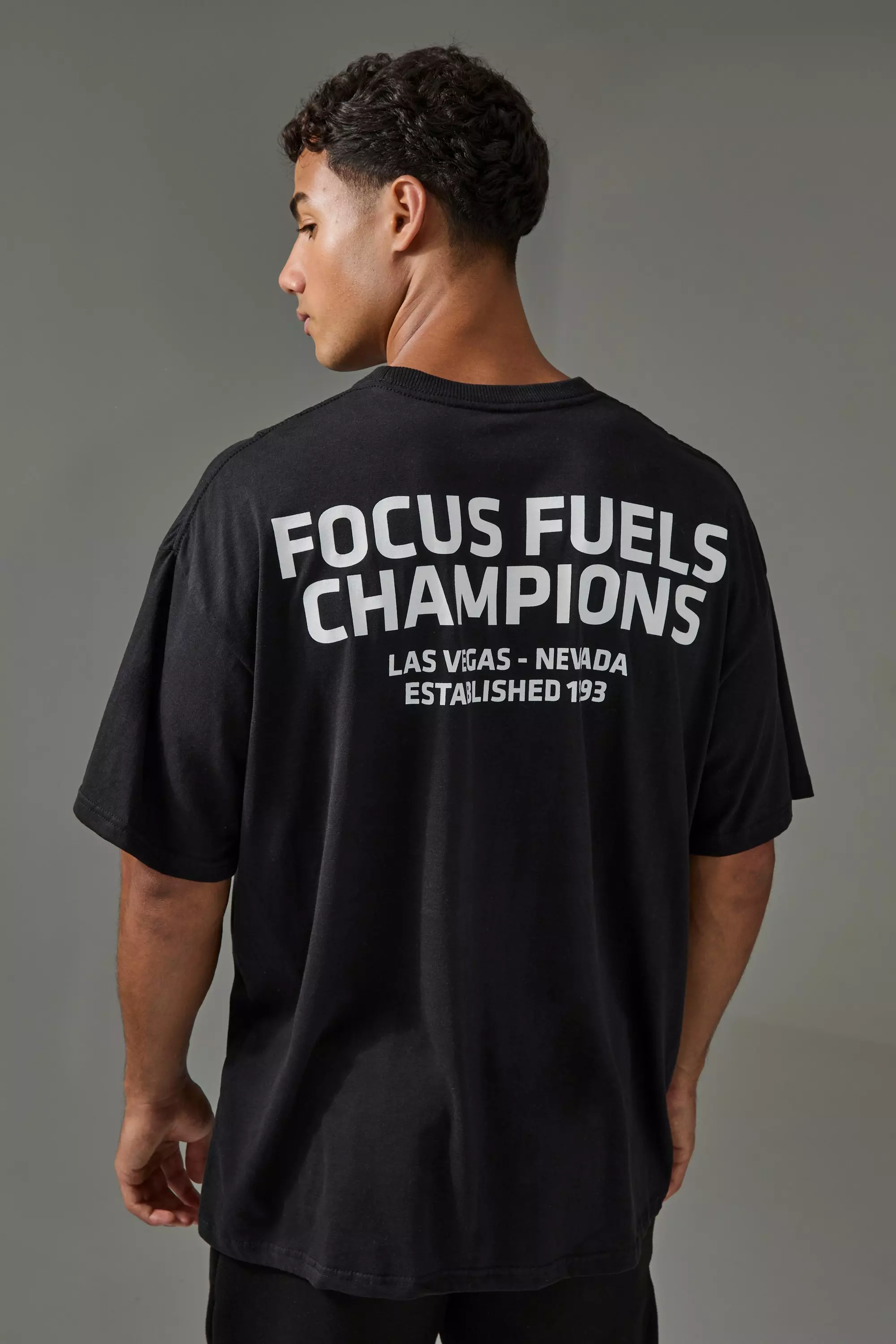 Black Active Oversized UFC Focus Fuels Champions License T-shirt