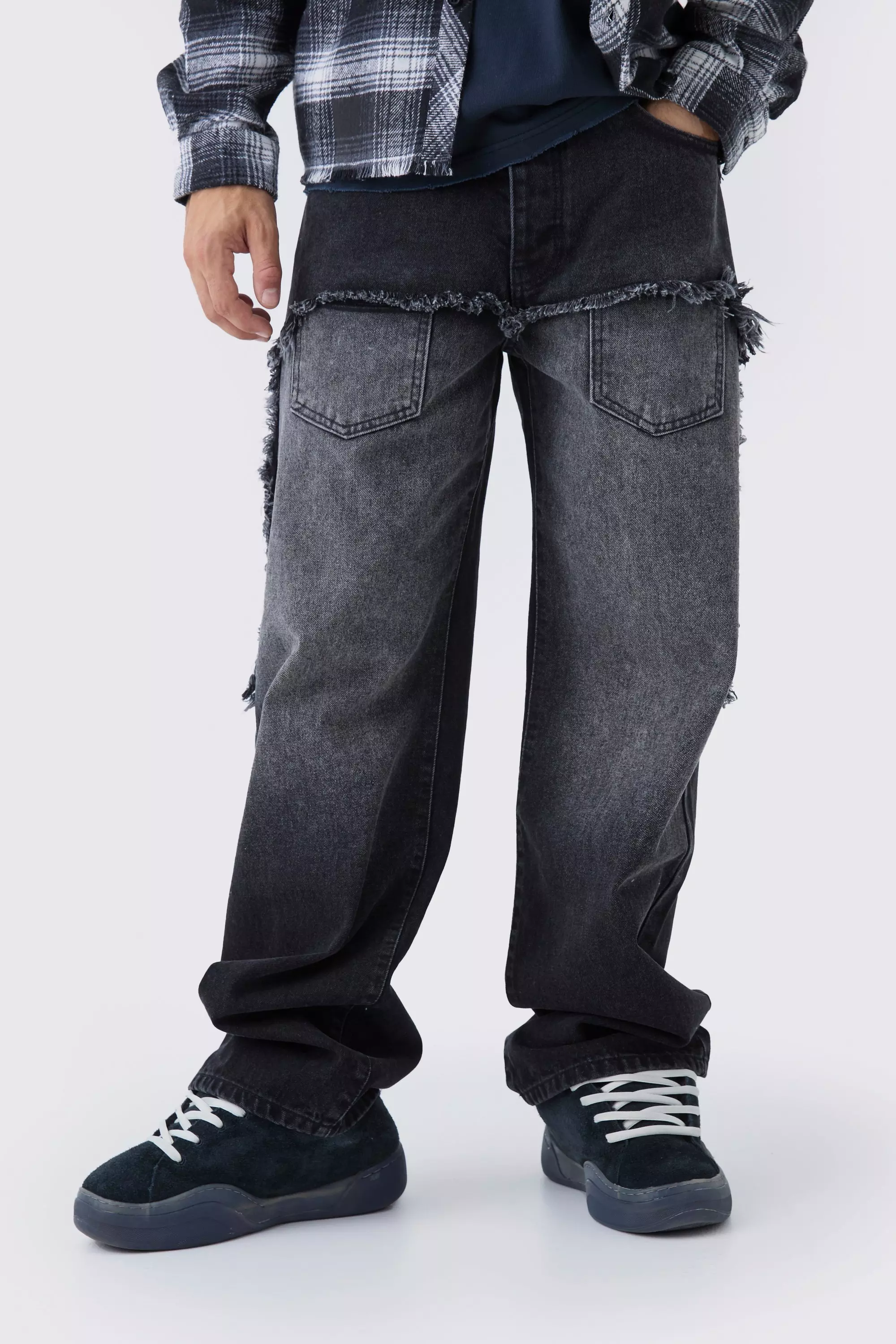 Jean large en denim à manches longues, Washed black autre image