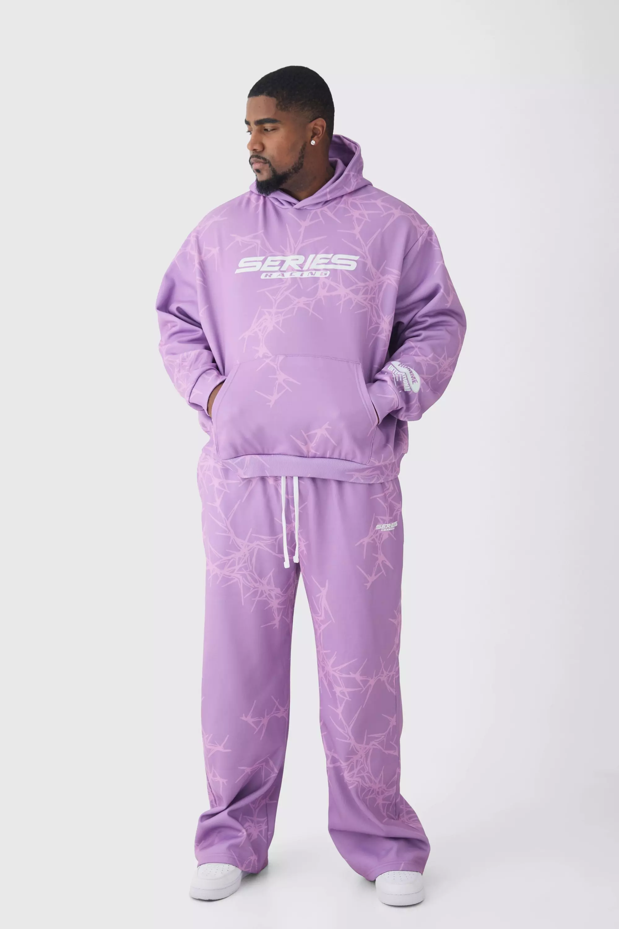 Pink Plus Oversized Boxy All Over Print Relaxed Sweatpants Tracksuit