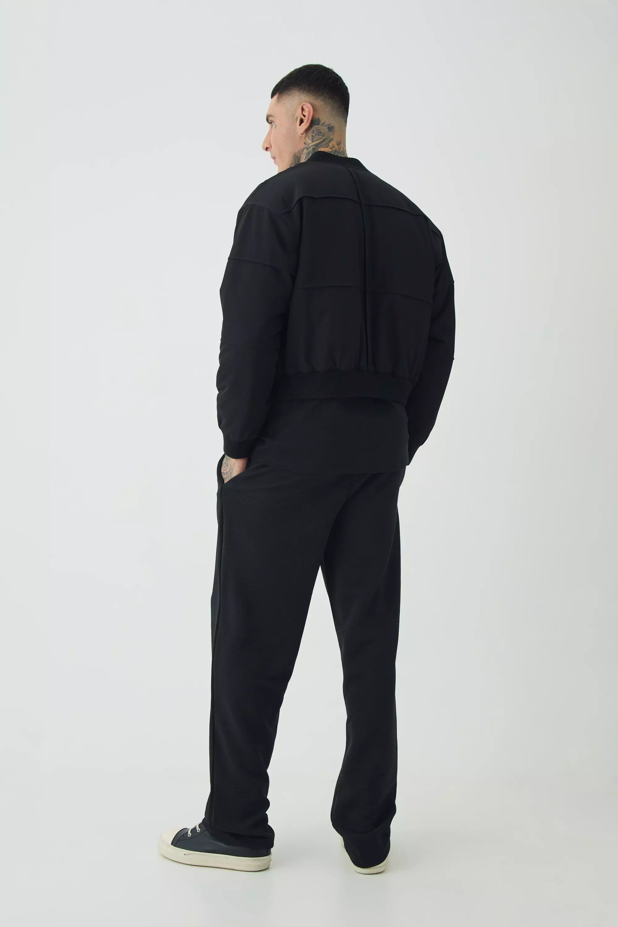 Tall Geo Textured Straight Fit Trouser in Black alternative image