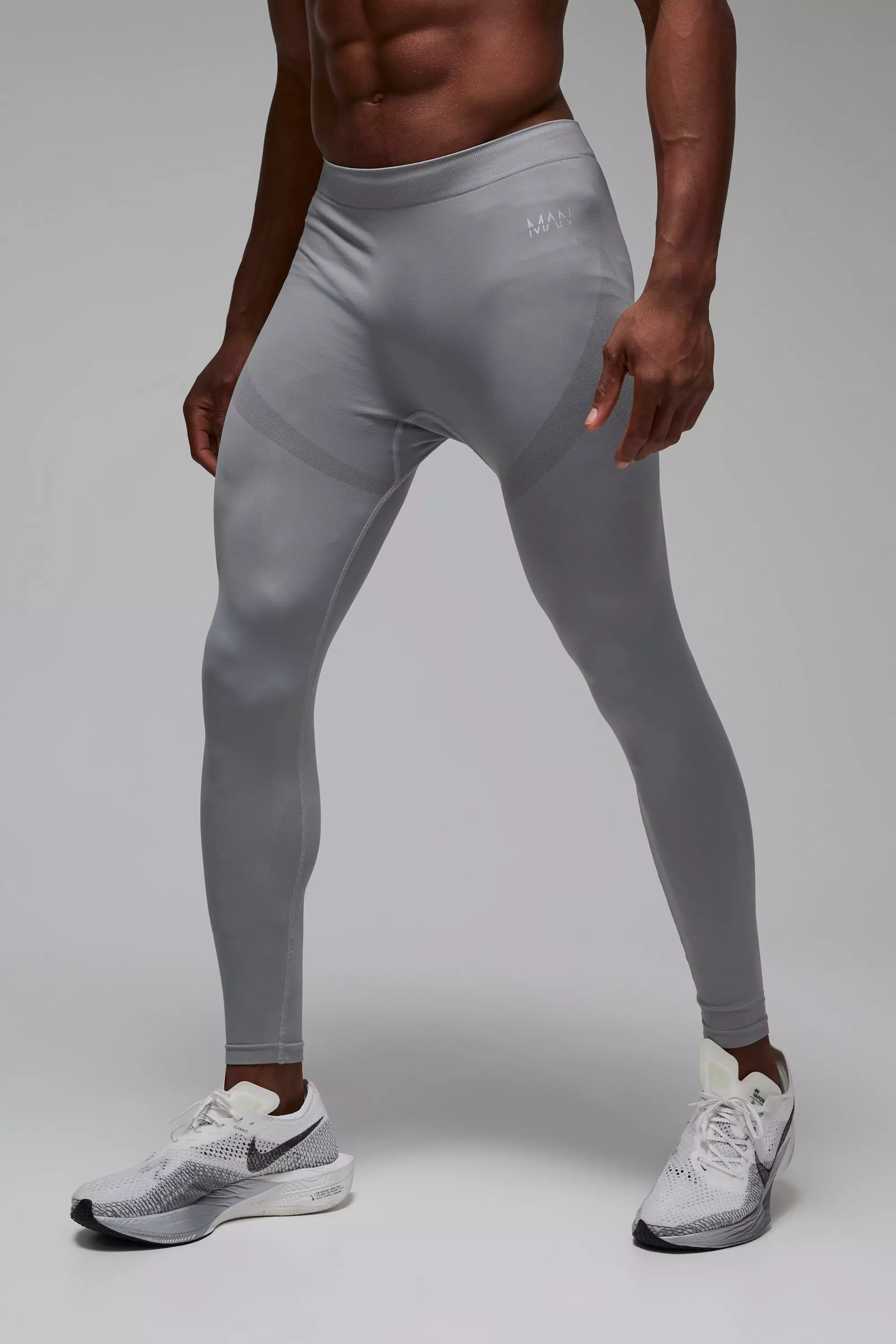 Man Active Seamless Baselayer Legging Light grey