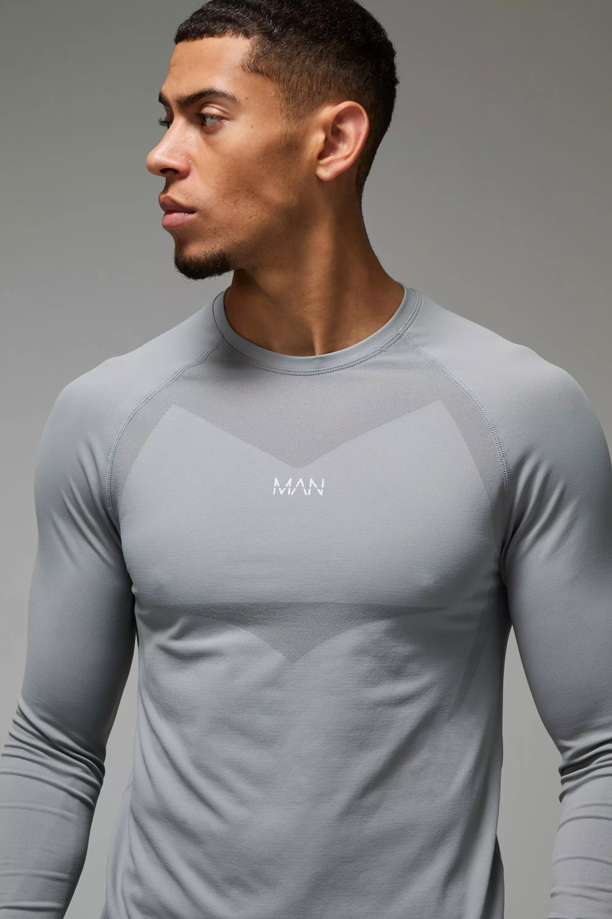 Nahtloses Man Active Baseball-Top, Light grey alternatives Bild