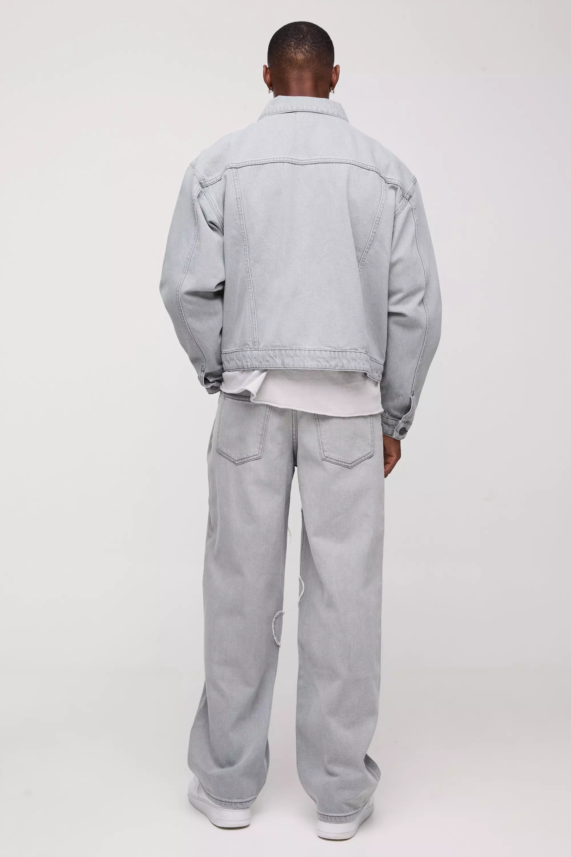 Kastige Denim-Bomberjacke mit Herz-Applikation, Light grey alternatives Bild