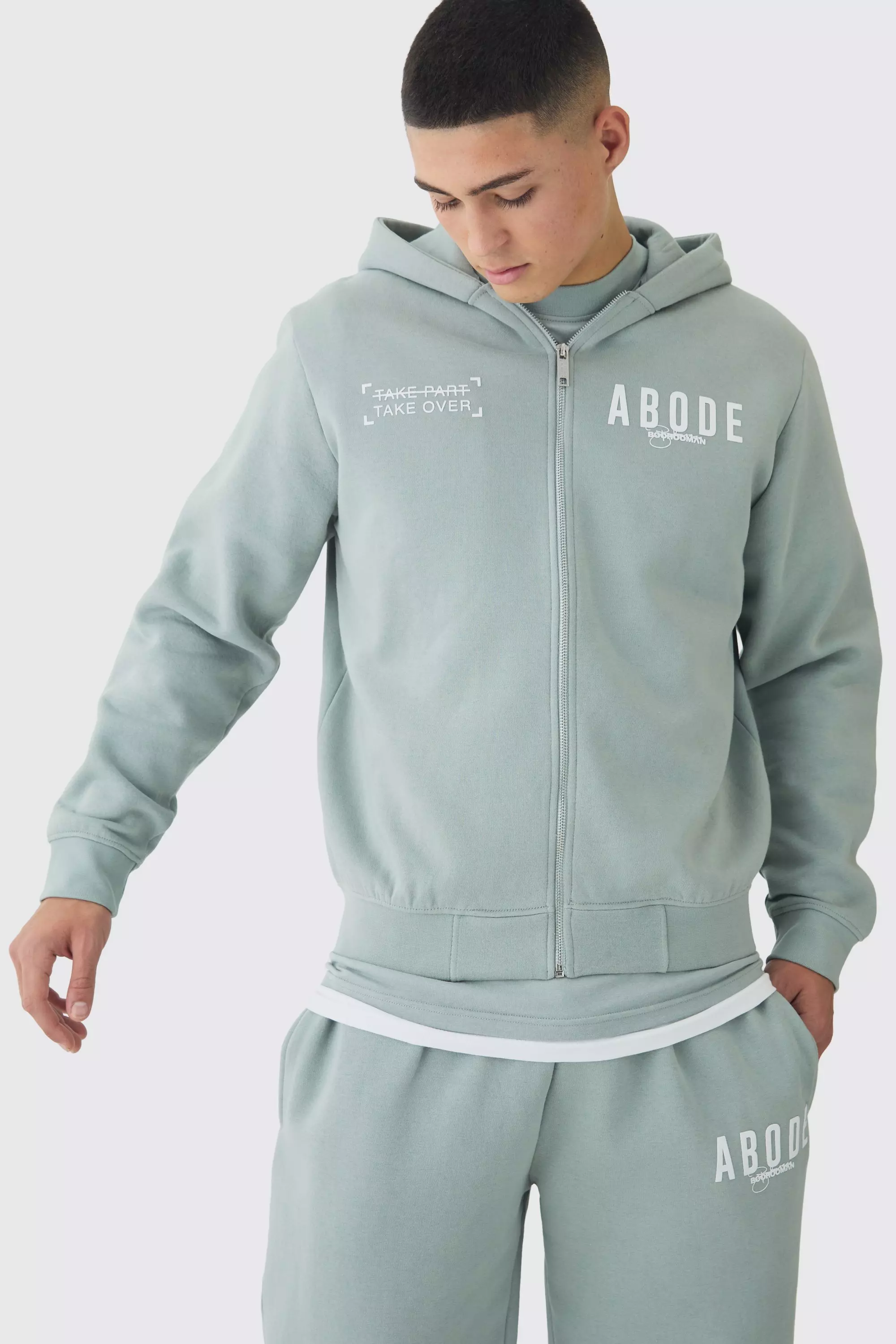 Grey Zip Through Abode Hoodie