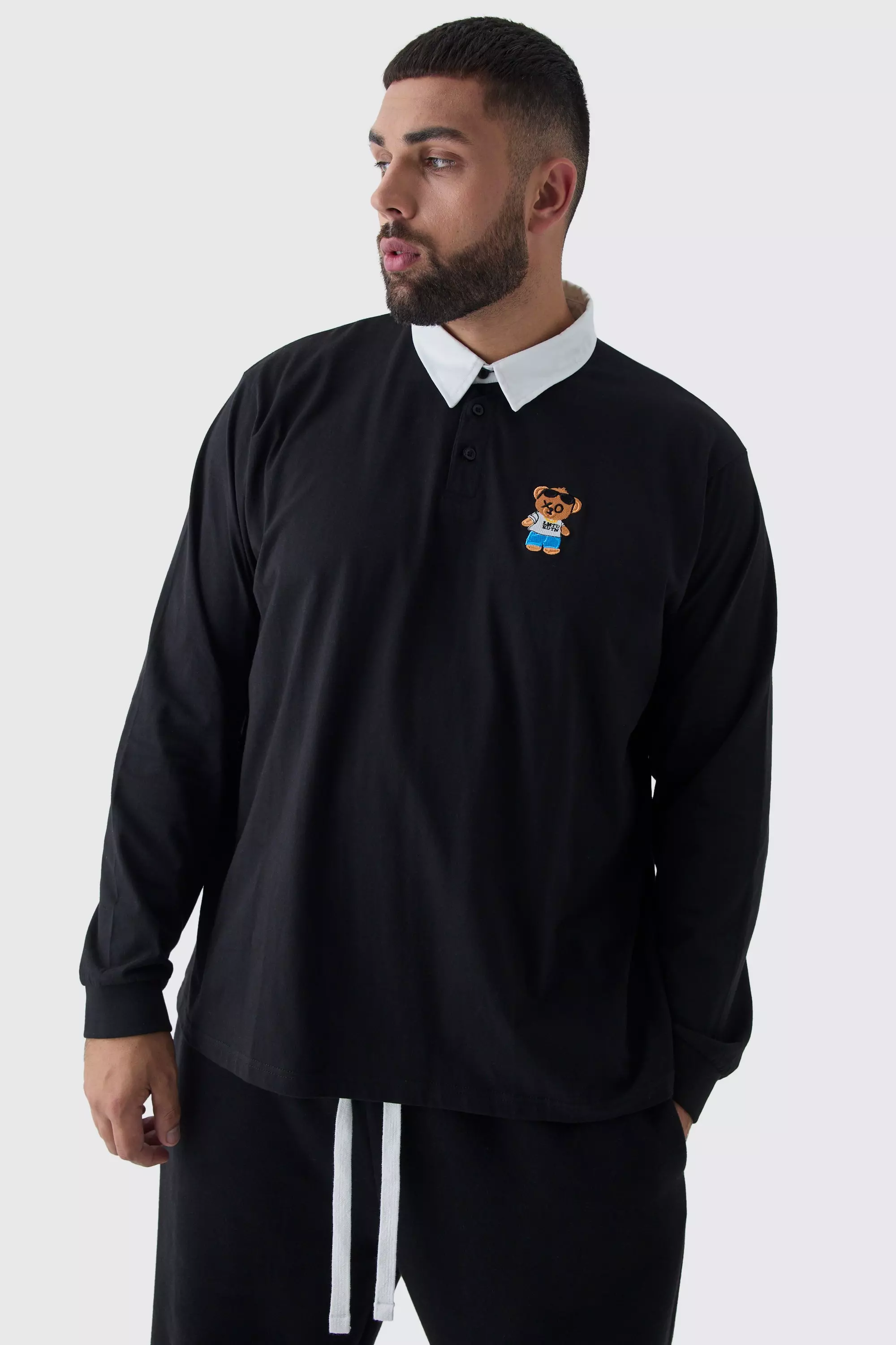Black Plus Geborduurde Rugby Polo alternatieve afbeelding