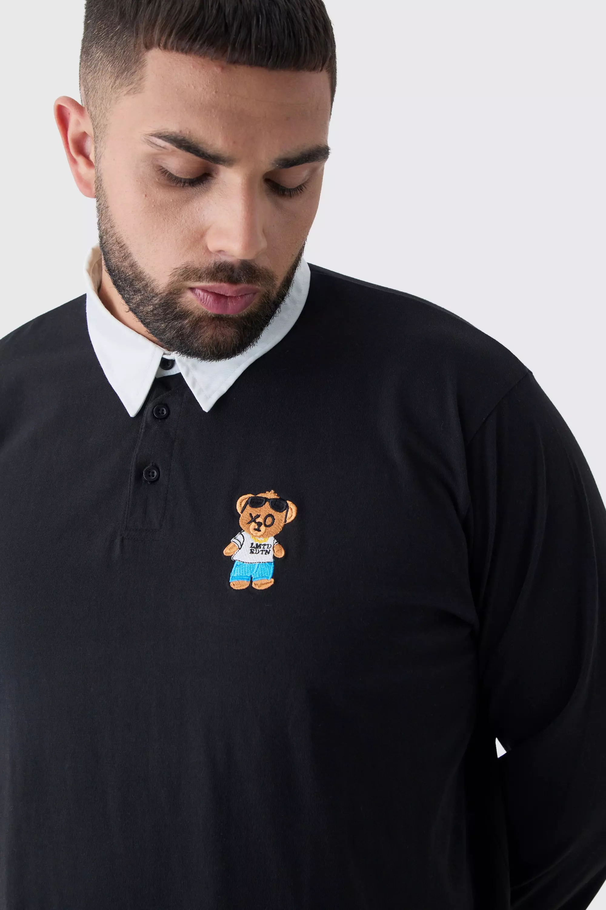 Black Plus Geborduurde Rugby Polo alternatieve afbeelding
