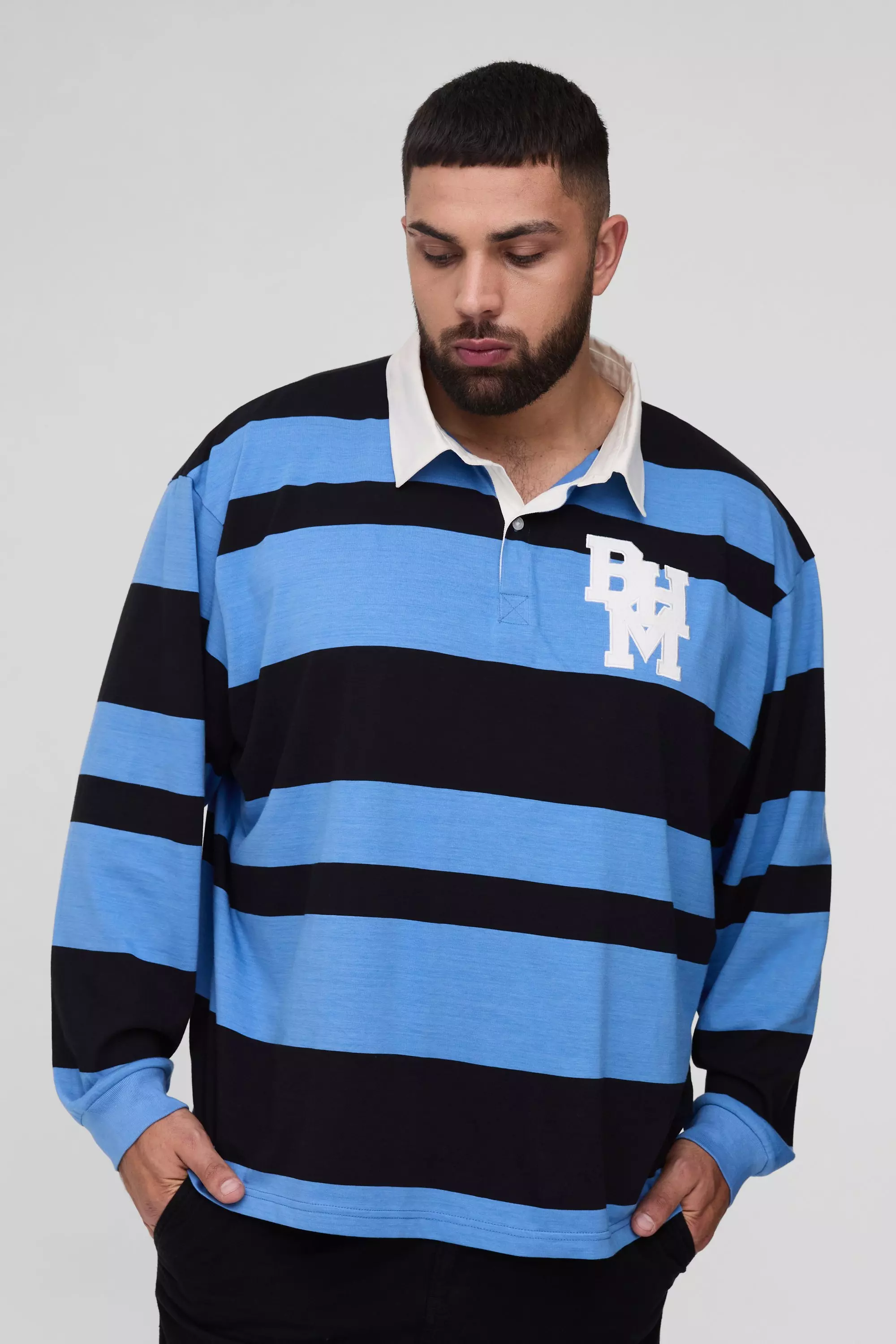 Plus Oversized BHM Stripe Applique Polo Multi