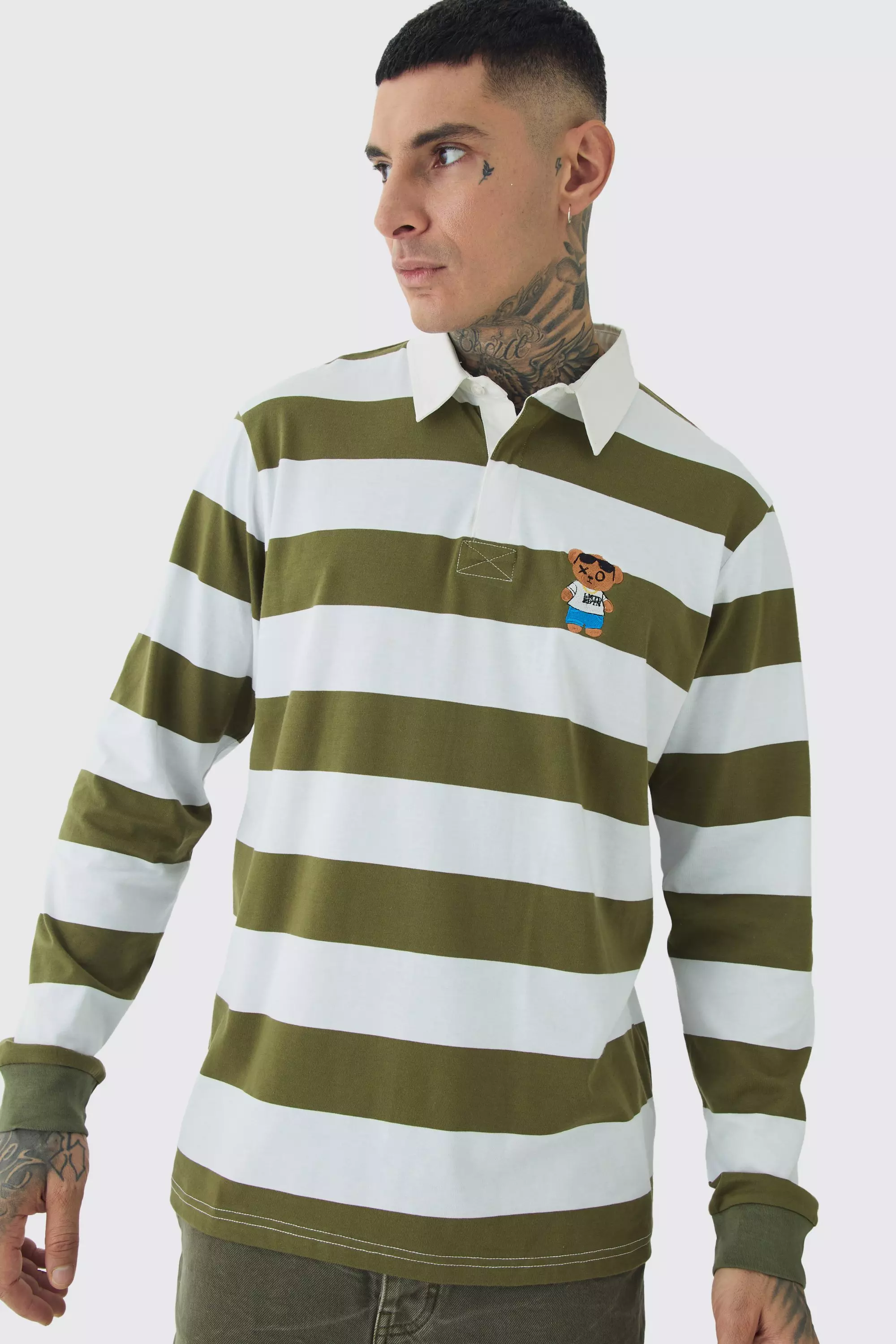 Multi Tall Stripe Embroidered Rugby Polo alternative image
