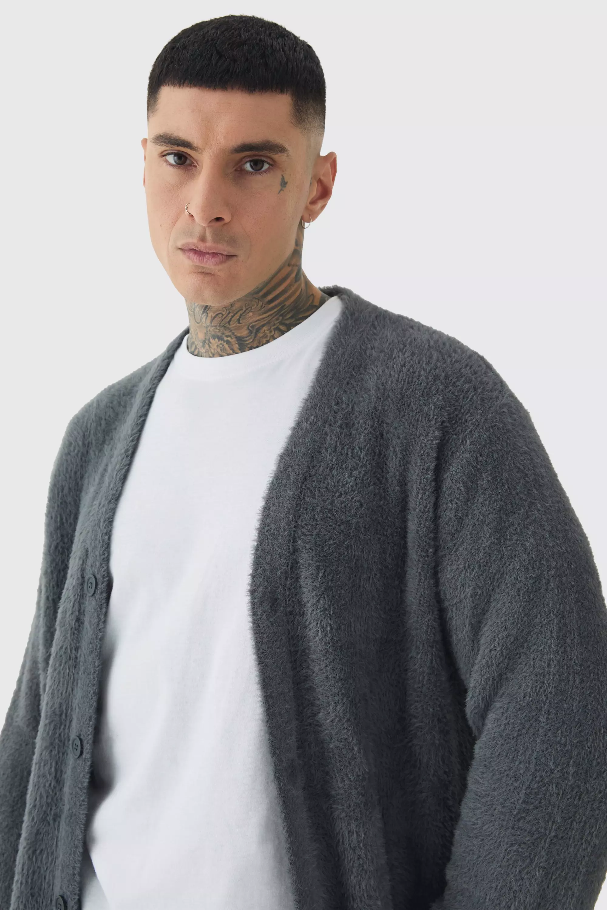 Tall - Cardigan oversize en maille, Charcoal autre image