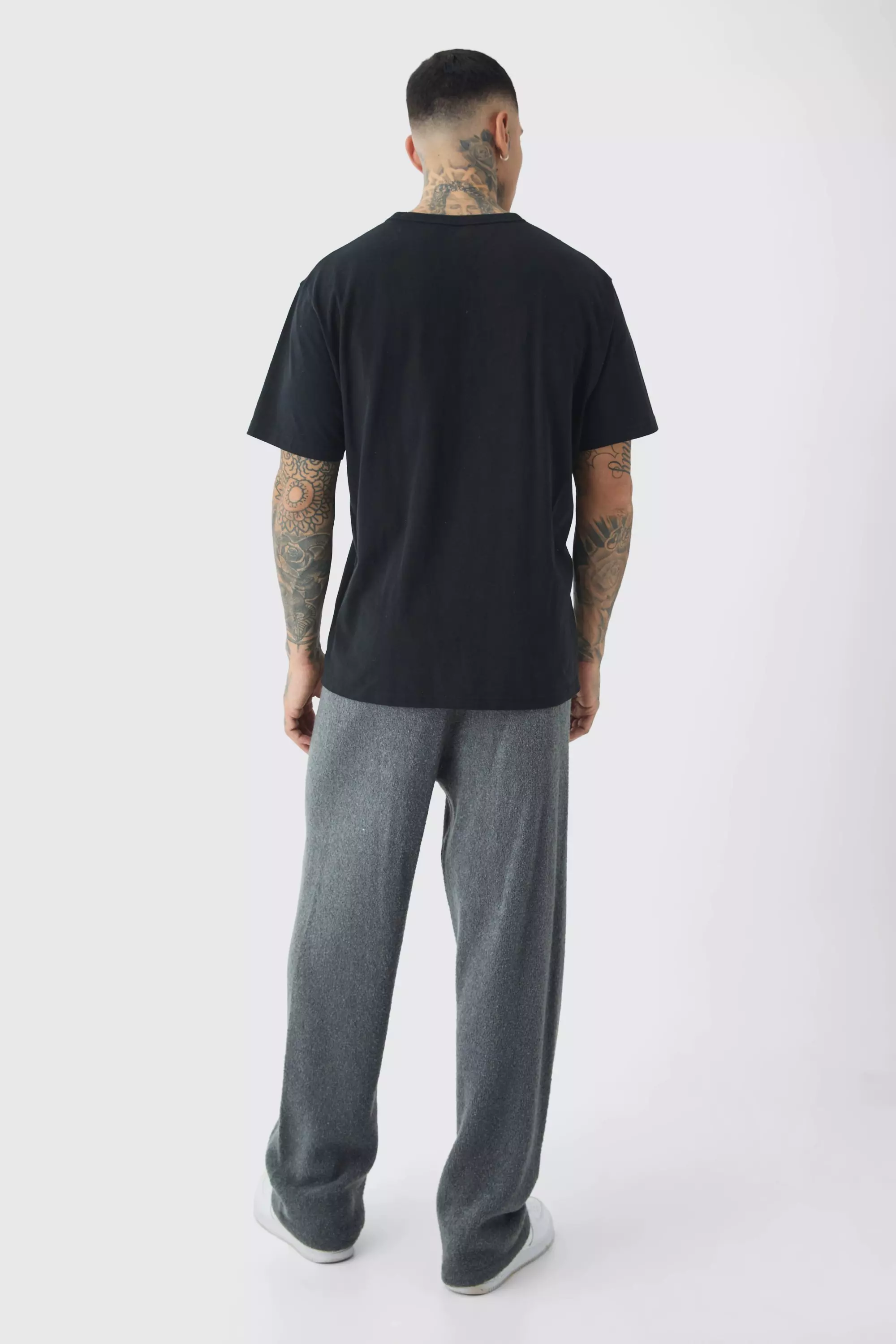 Charcoal Tall Fluffy Knit Relaxed Fit Joggers alternative image