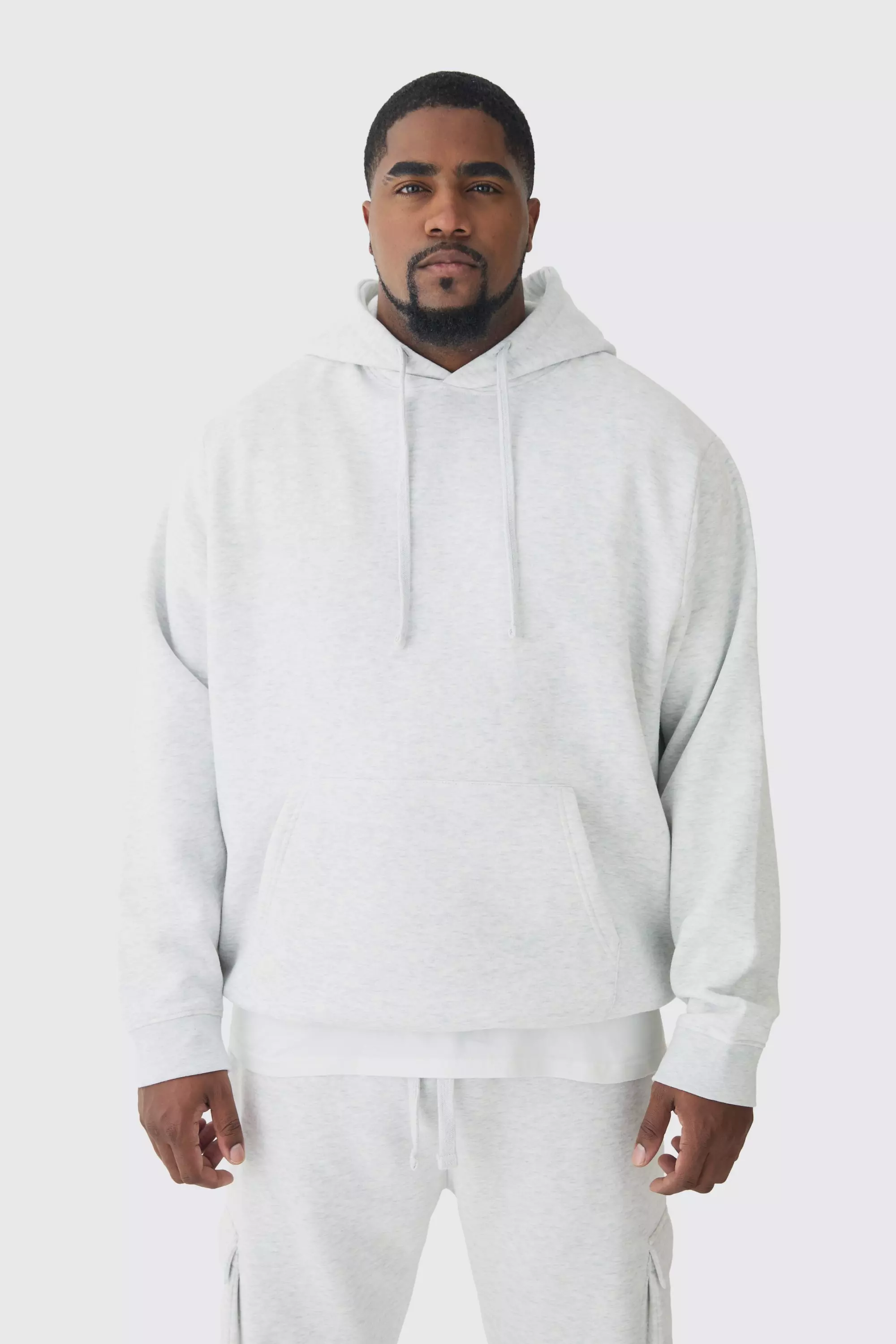 Grey 330GSM Plus Regular Fit Hoodie in Grey Marl