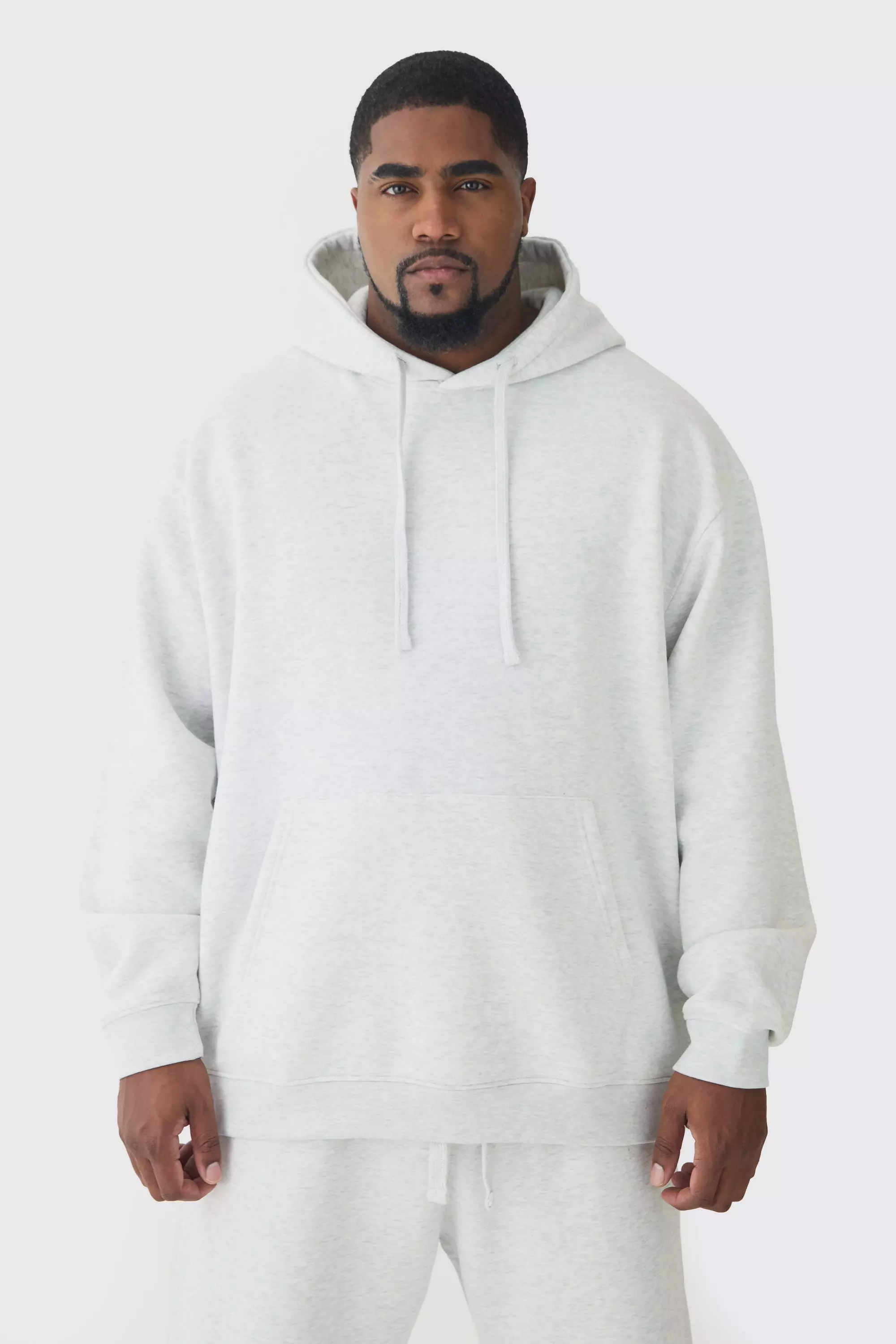 Grey 330GSM Plus Oversized Hoodie in Grey Marl