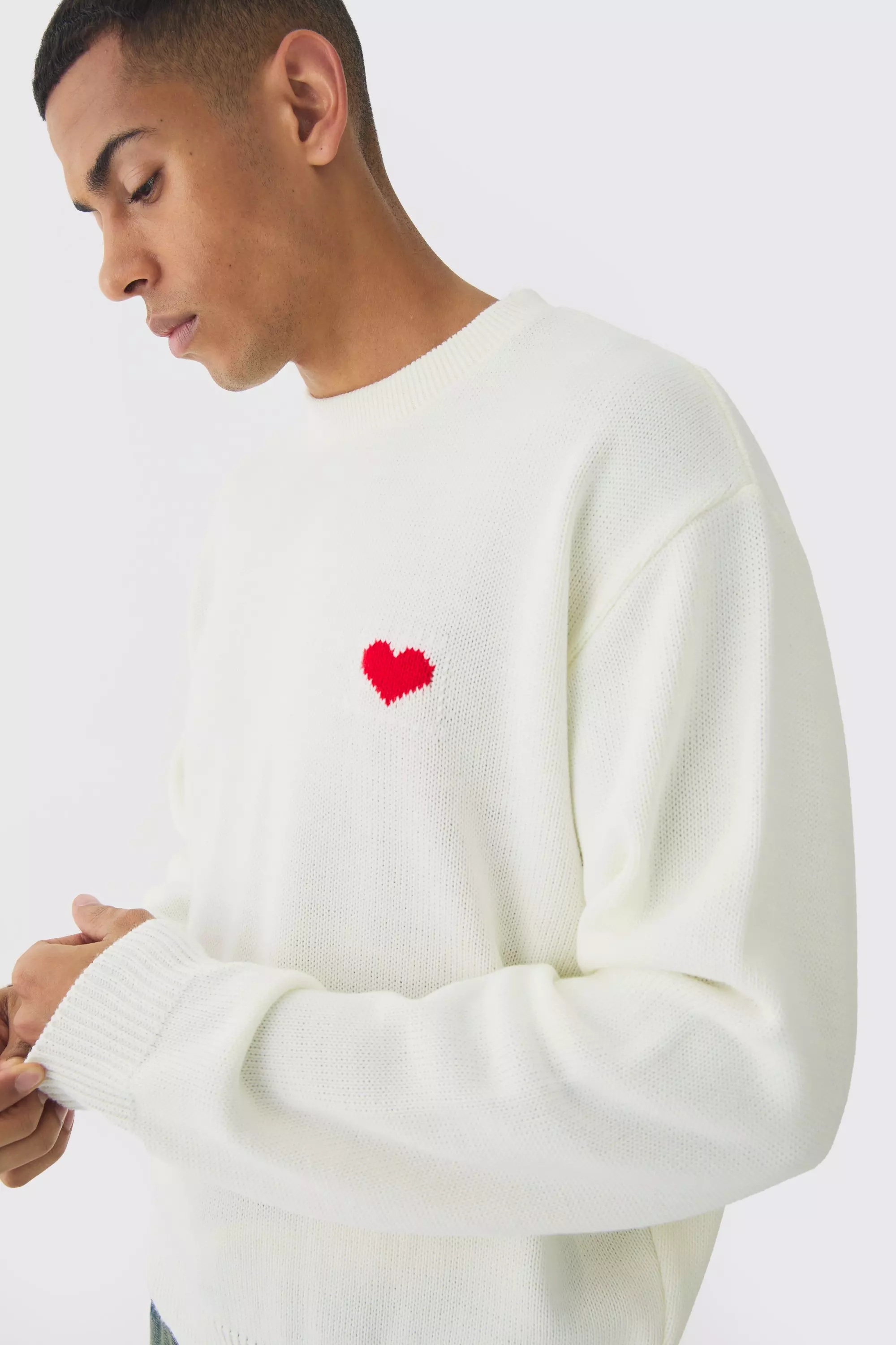 Tシャツ・カットソー +AMBLER+ Flower heart overfit brushed sweatshirt ivory AMM11 Fall is My Favorite Color Embroidered Crewneck Gemma Sweatshirt