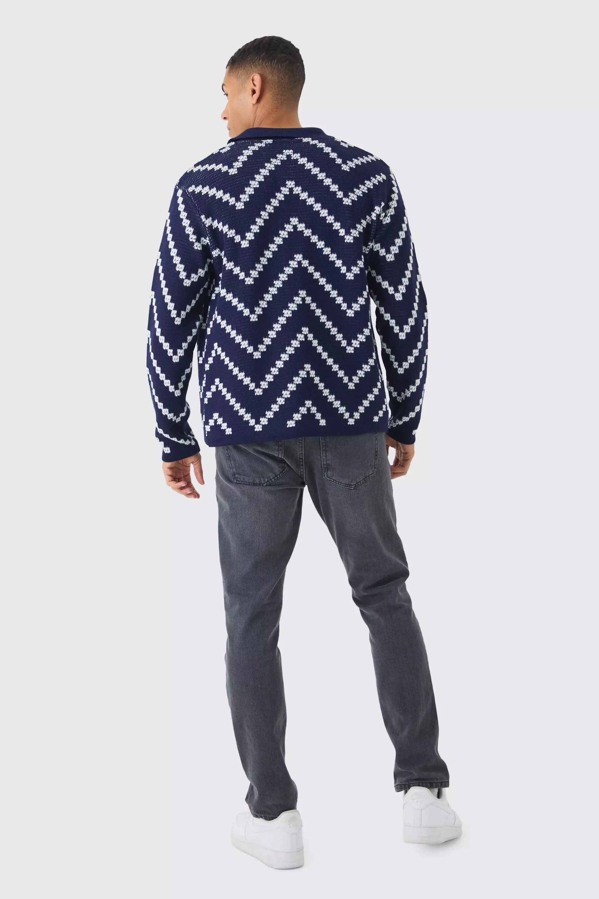 Langärmliges gestreiftes Strick-Hemd, Navy alternatives Bild