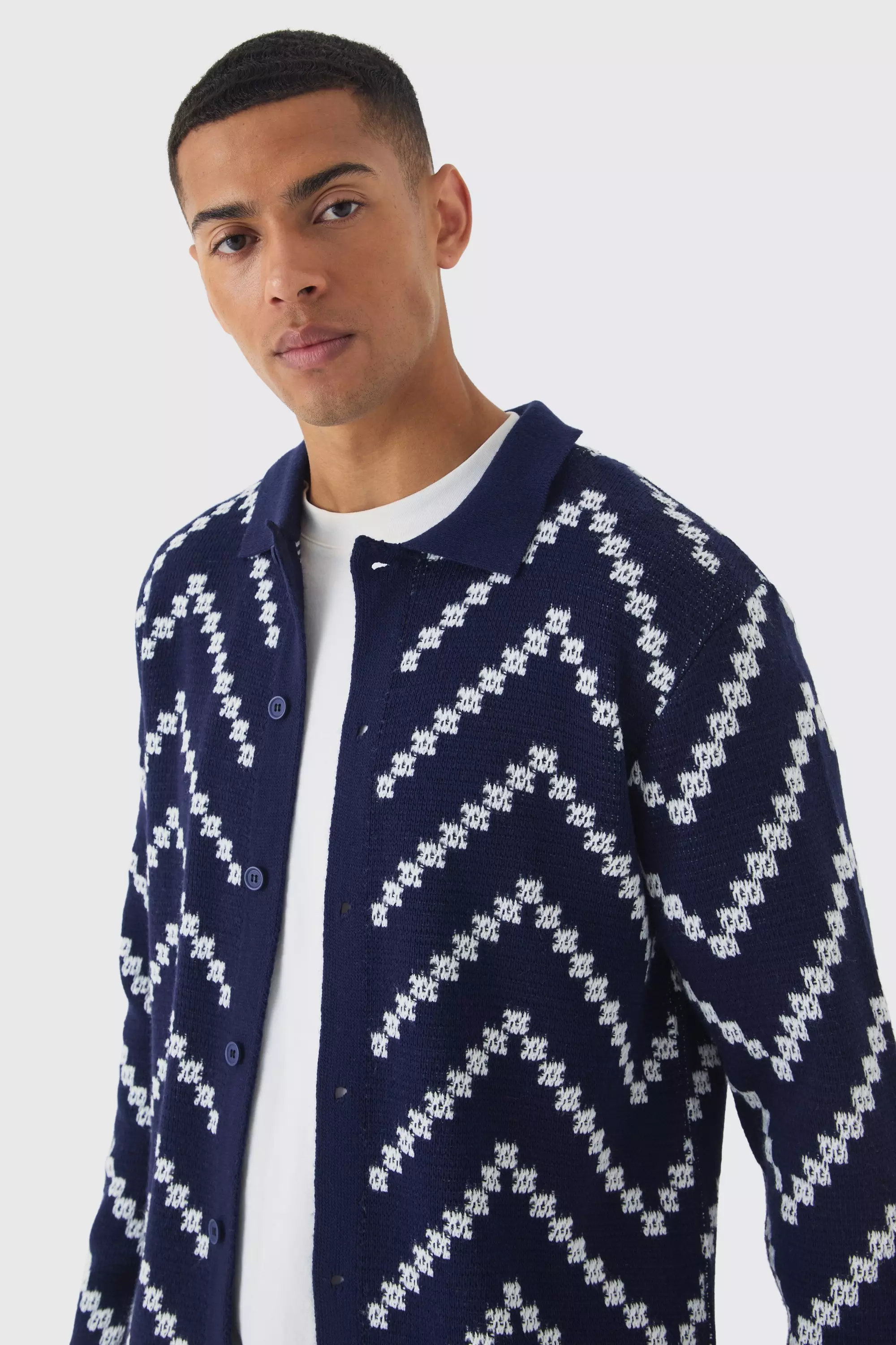 Langärmliges gestreiftes Strick-Hemd, Navy alternatives Bild