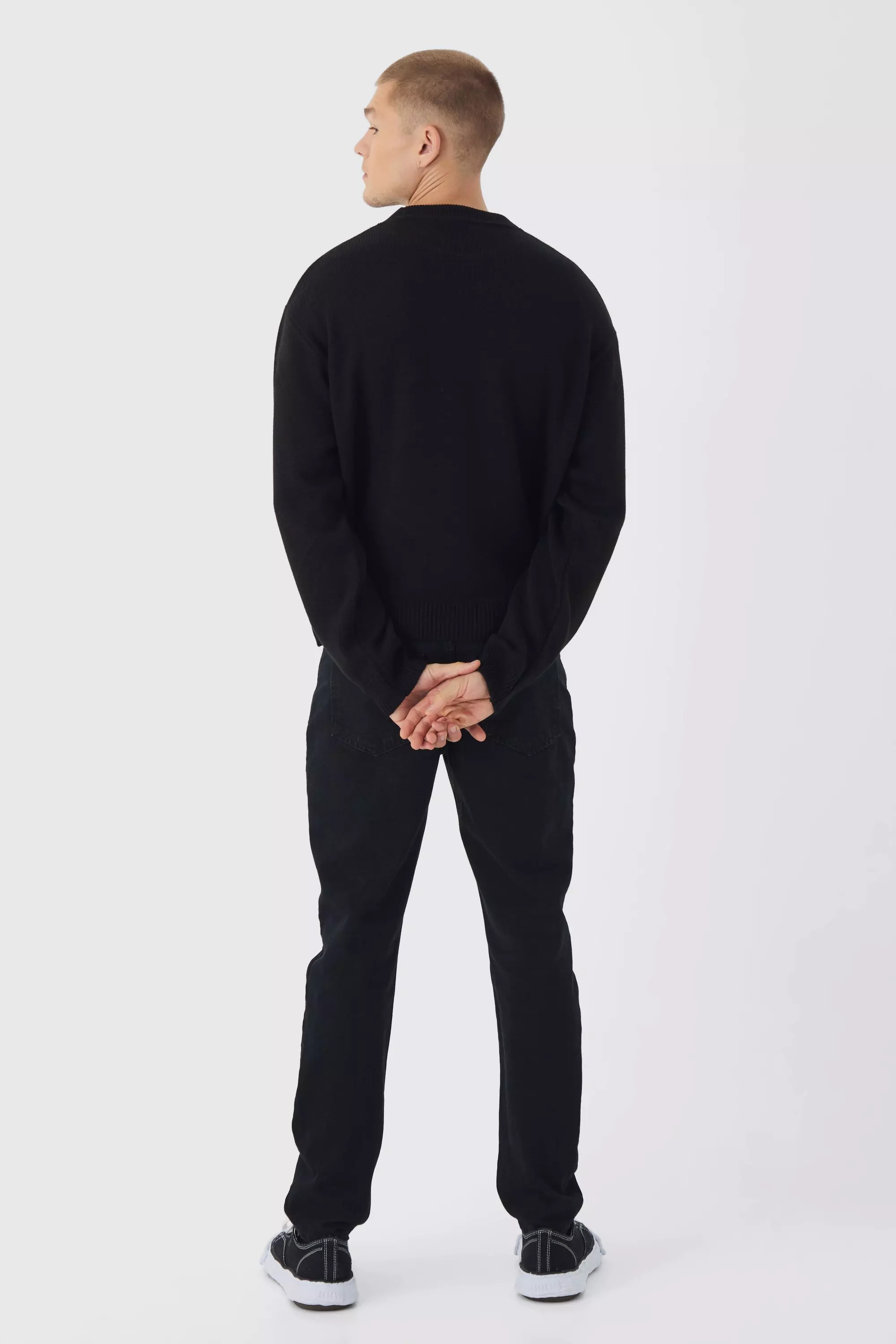 Black Oversized Boxy Heart Sweater alternative image