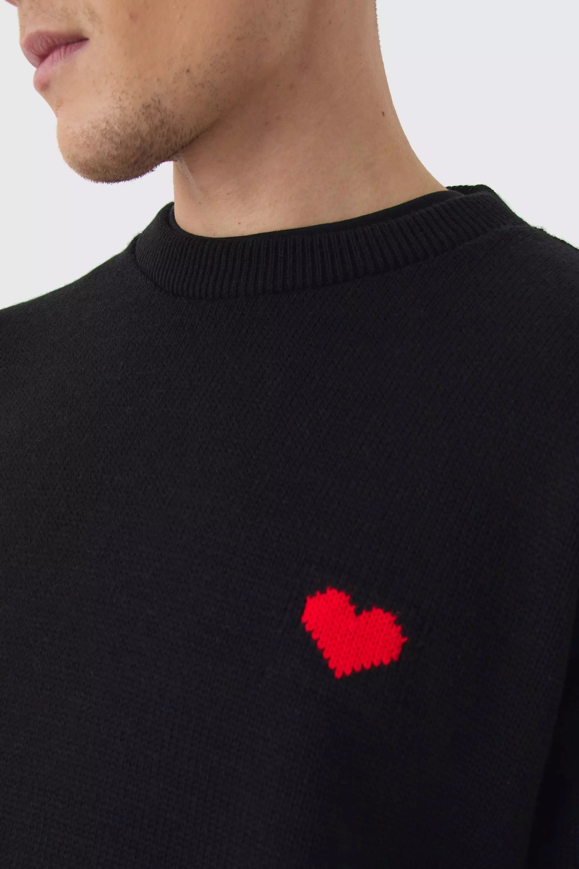 Black Oversized Boxy Heart Sweater alternative image