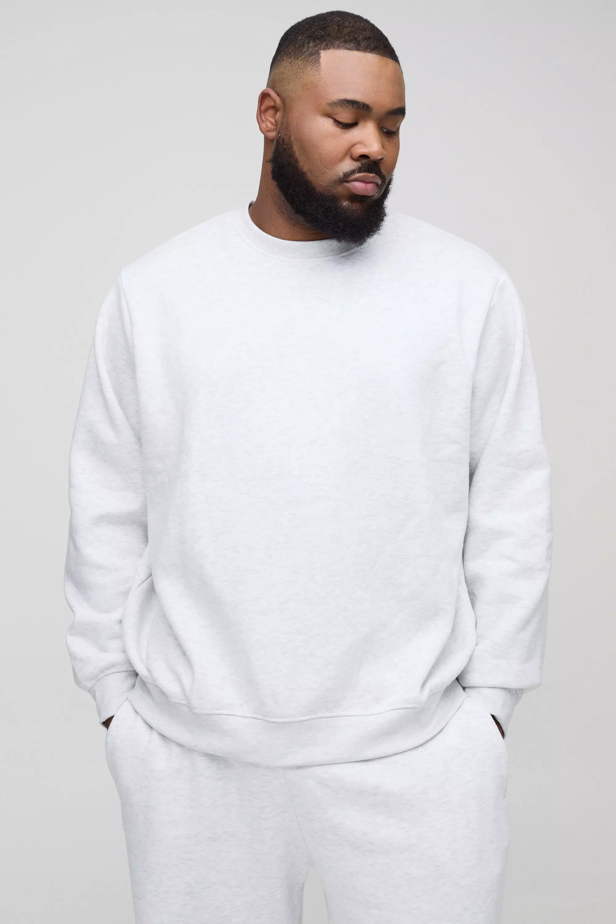 Plus graues Rundhals-Sweatshirt, Grey marl alternatives Bild