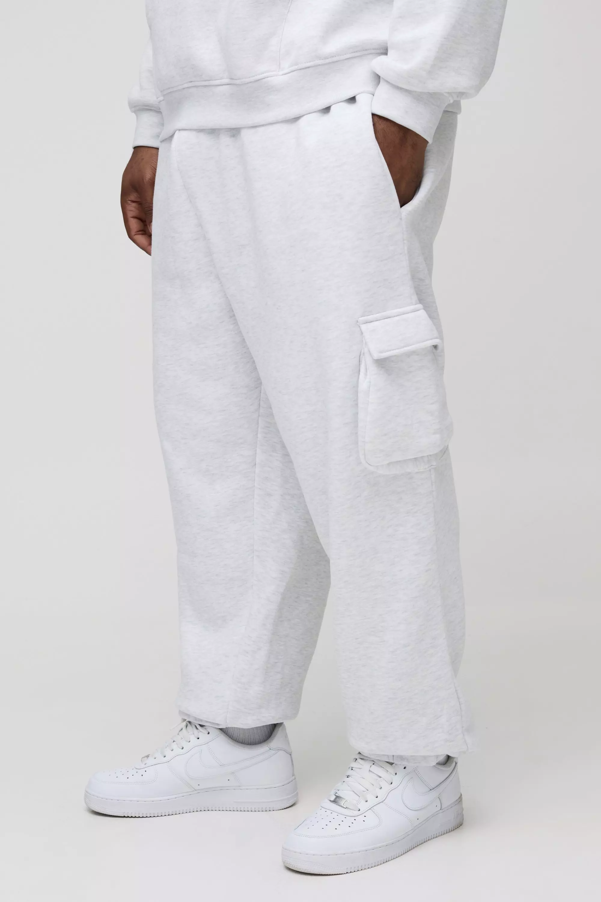 Grande taille - Jogging cargo oversize, Grey marl autre image