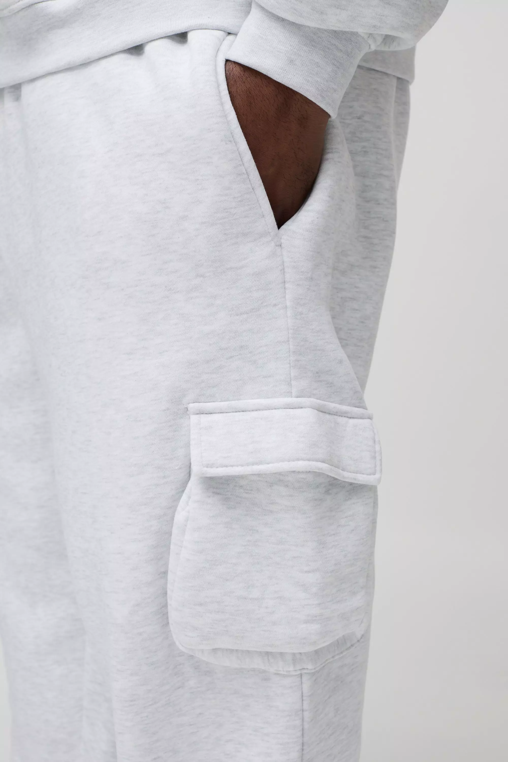 Grande taille - Jogging cargo oversize, Grey marl autre image
